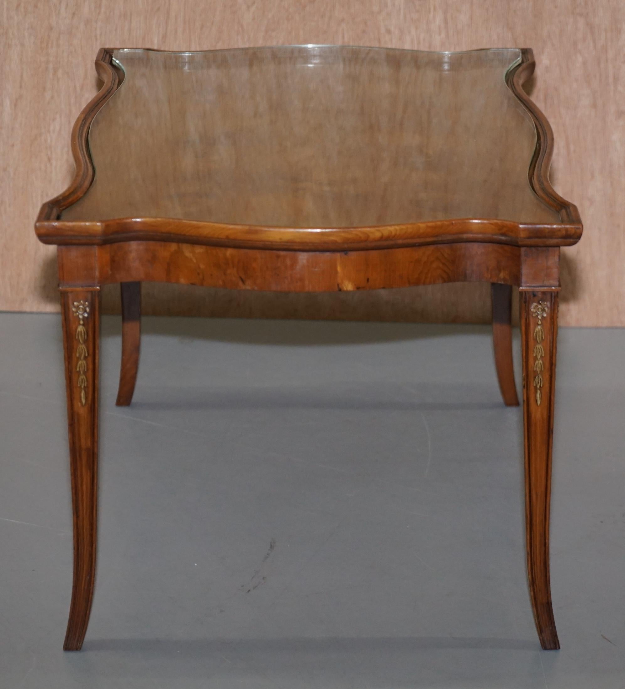 Pair of Burr Yew Wood Ornately Crafted Side End Lamp Wine Tables, a Lovely Pair 1