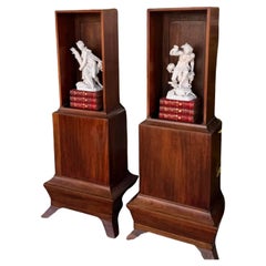 Pair of Burton-Ching Biedermeier Style Reliquary Pedestal Display Cabinets