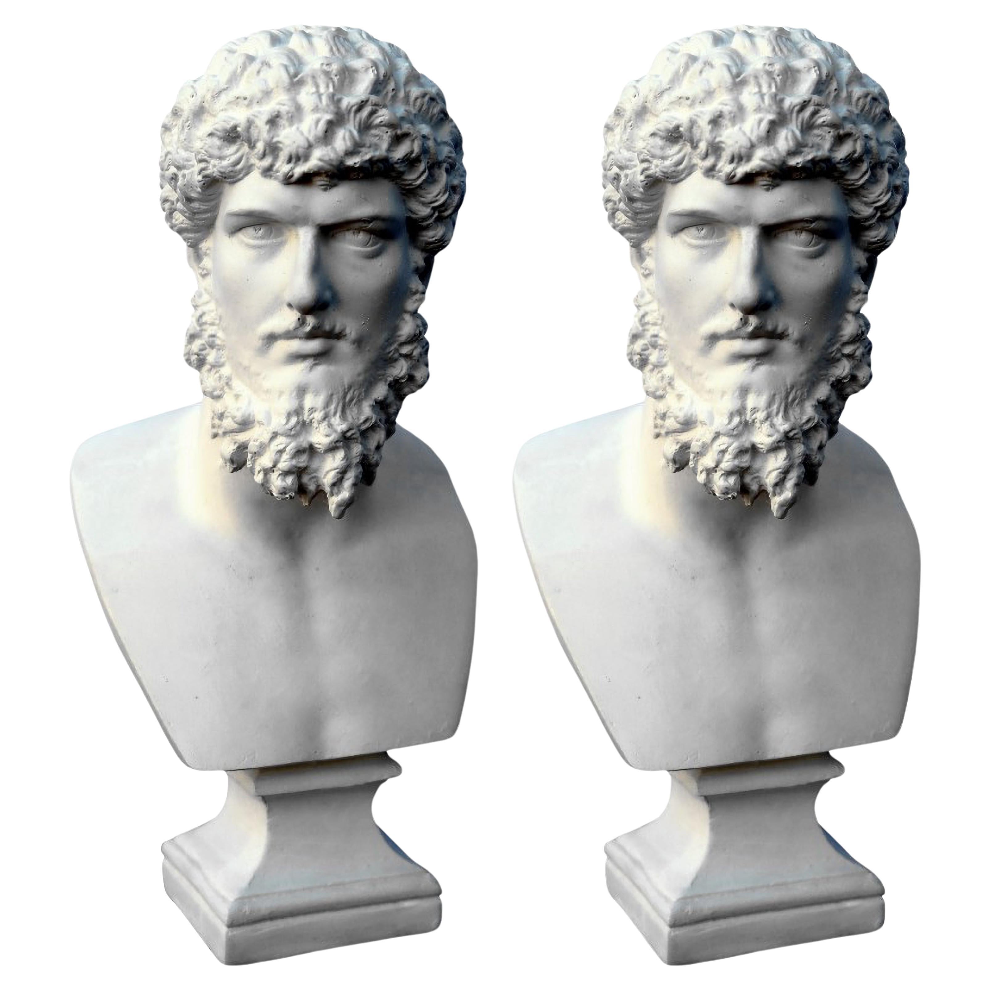 COPPIA DI BUSTI "LUCIUS VERO" PICCOLO BUSTO IN GESSO - TANAGRE 21° Secolo