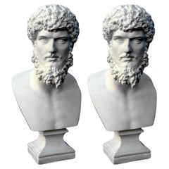 PAIR OF BUSTS "LUCIUS VERO" SMALL PLASTER BUST - TANAGRE 21th Century
