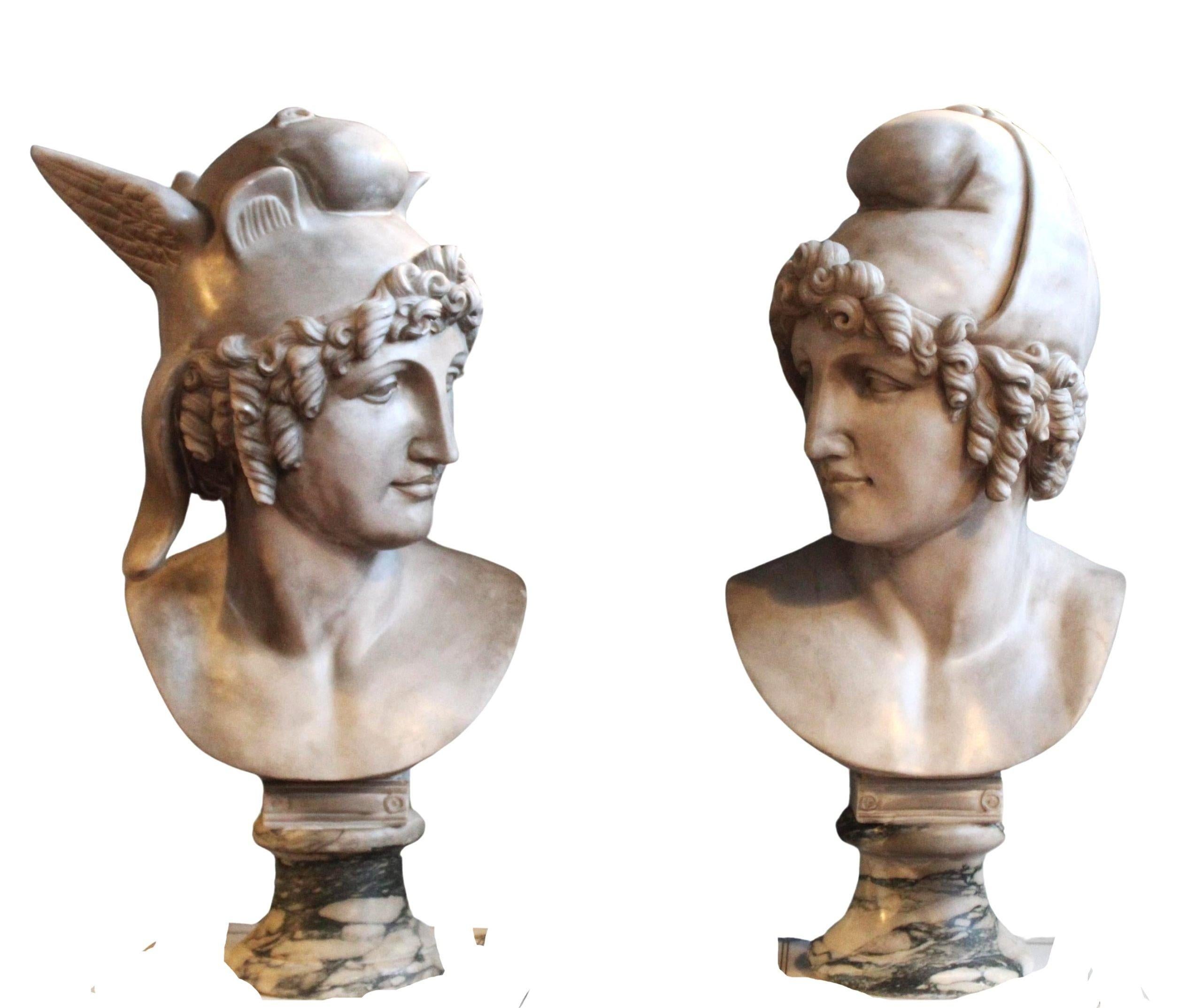 Italian Pair of busts of Mercury and Paris in vendita