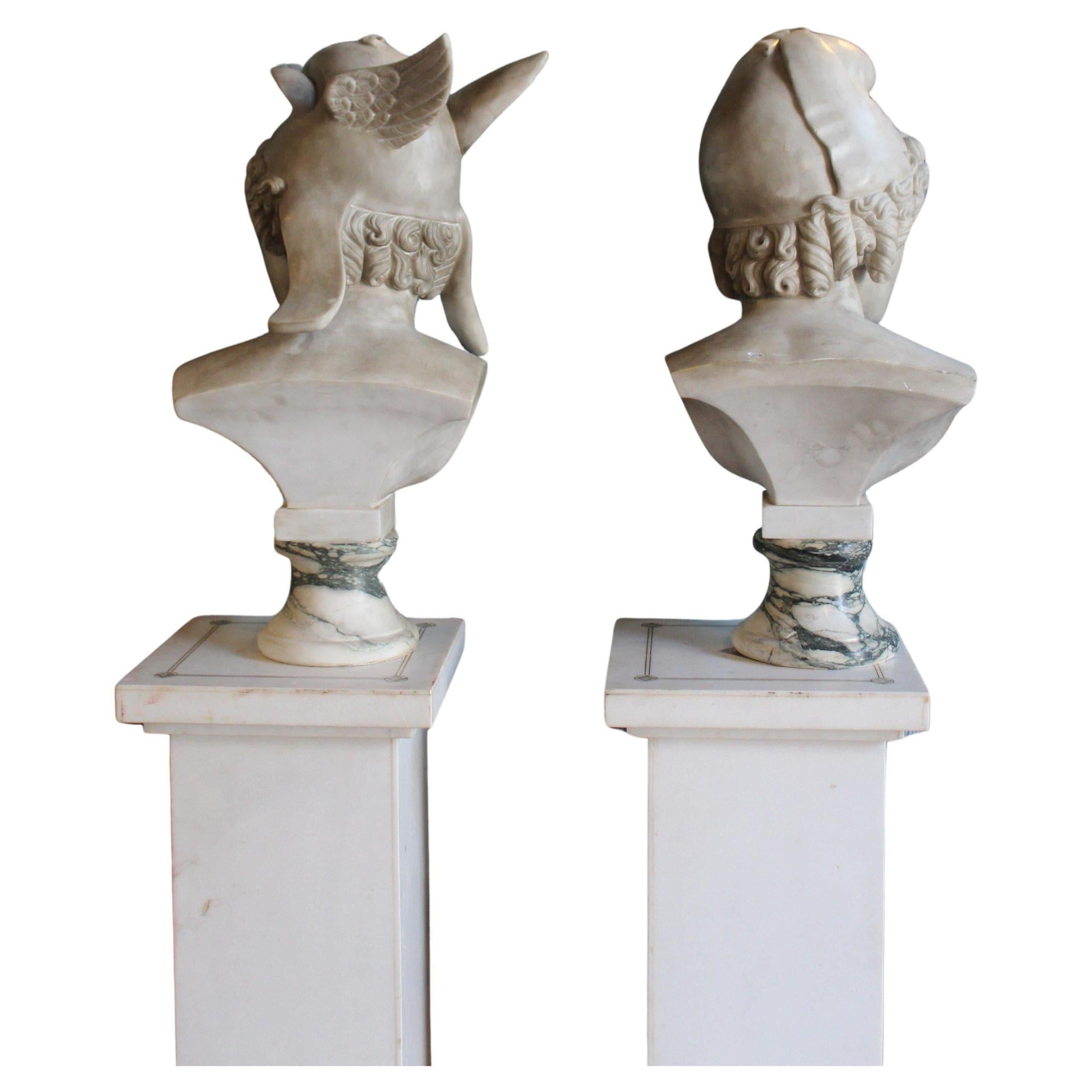 Marmo Pair of busts of Mercury and Paris in vendita