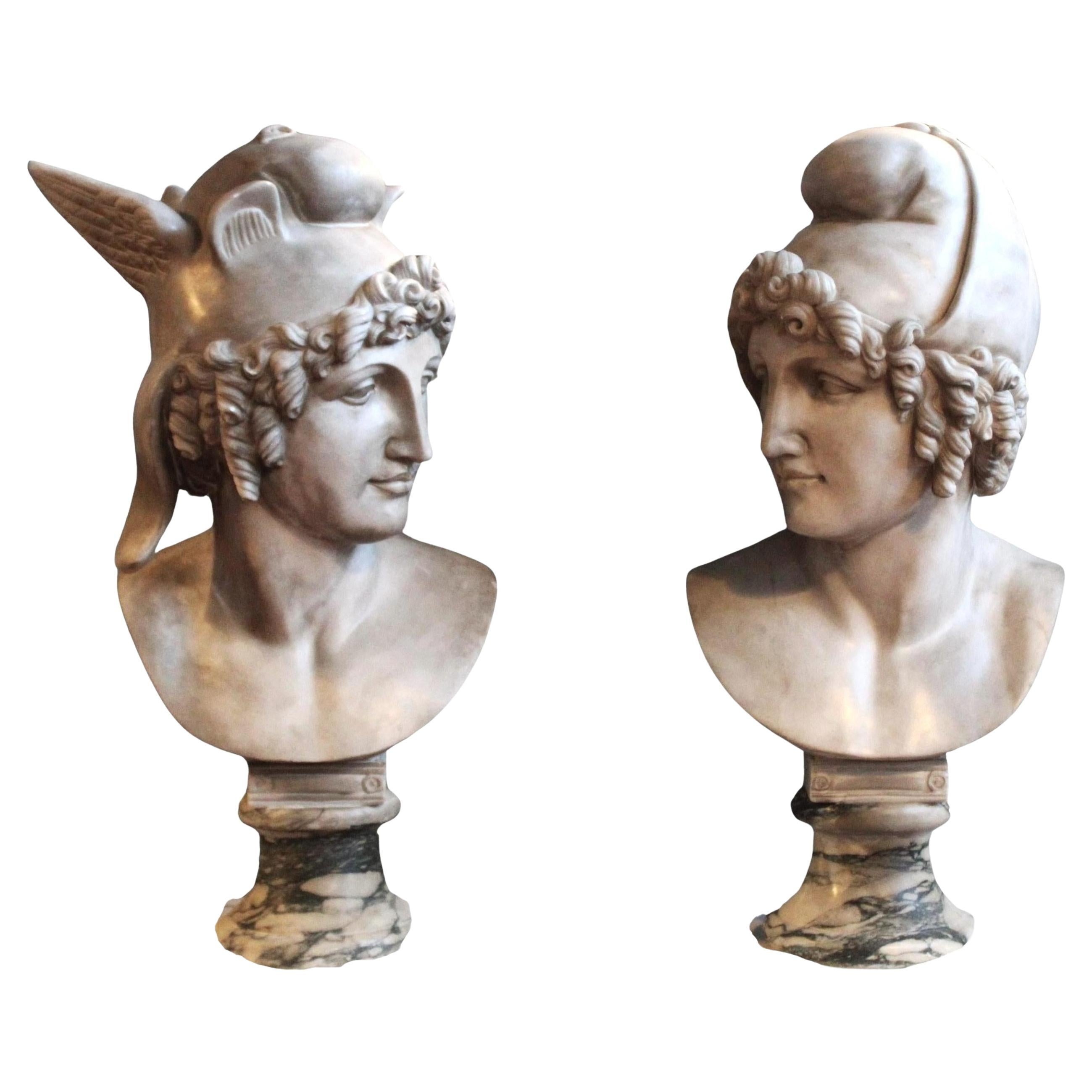 Pair of busts of Mercury and Paris in vendita