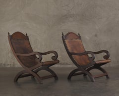 Pair of Butaque Arm Chairs, Mid 20th C