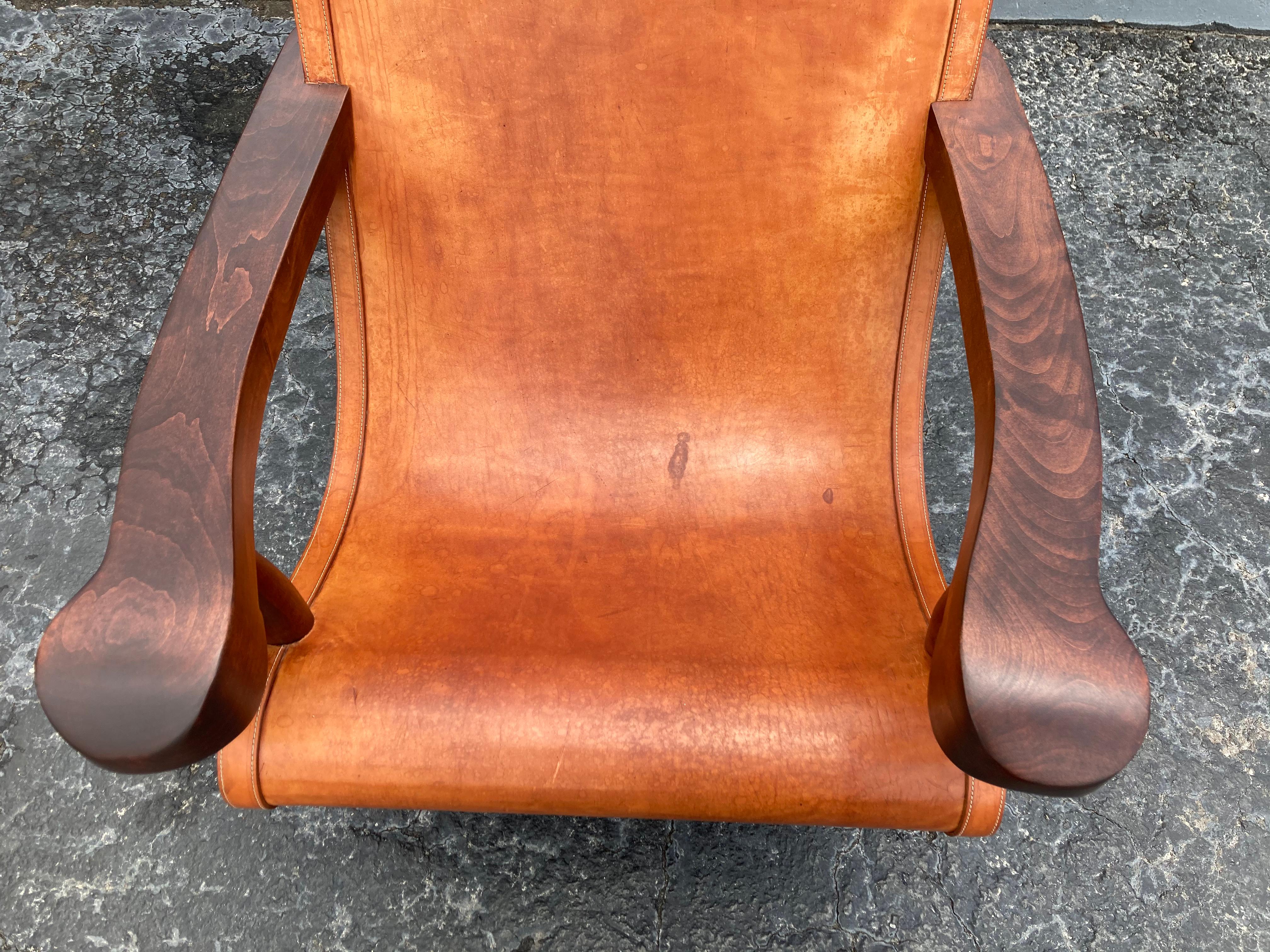 Pair of Butaque Lounge Chairs in the Style of Clara Porset, Saddle Leather 7