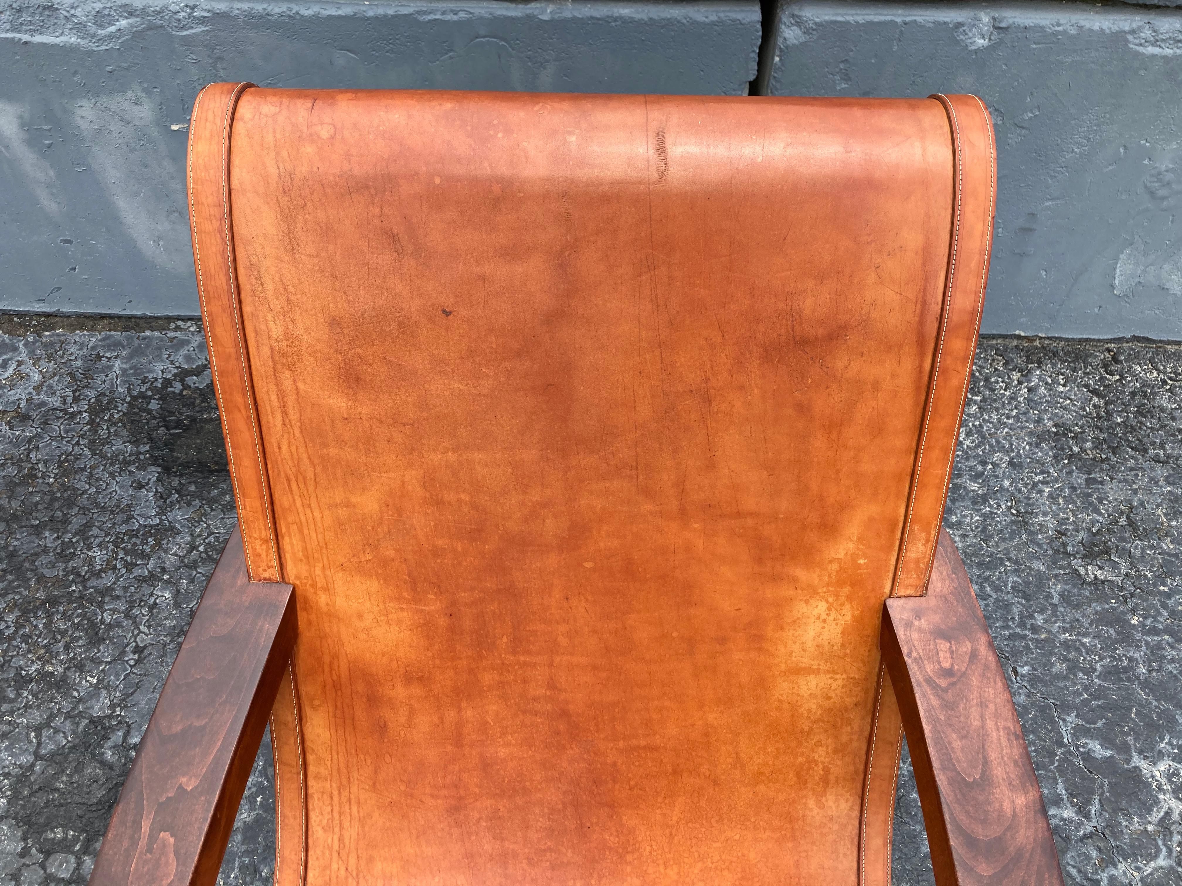 Pair of Butaque Lounge Chairs in the Style of Clara Porset, Saddle Leather 8