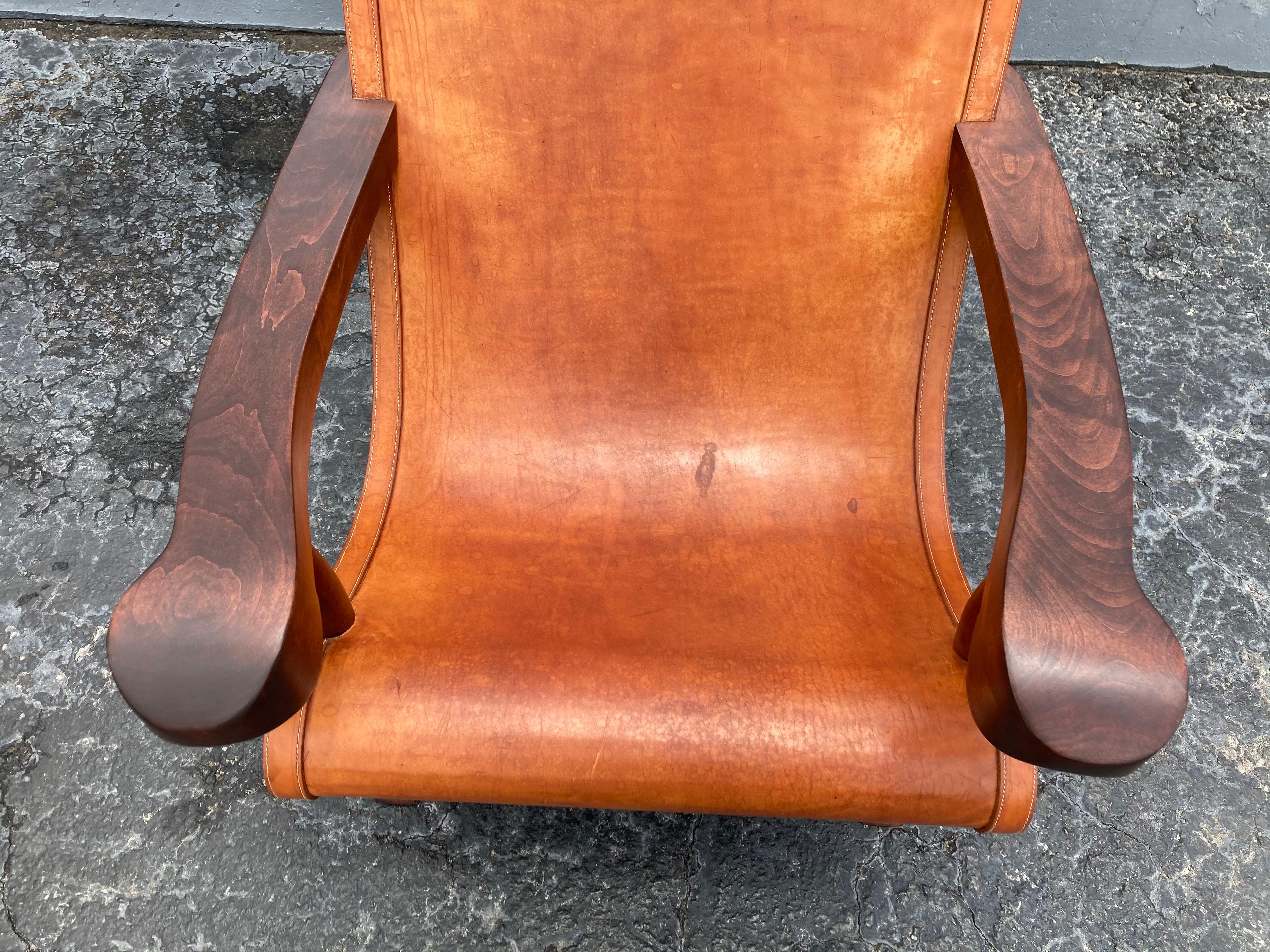 Pair of Butaque Lounge Chairs in the Style of Clara Porset, Saddle Leather 9