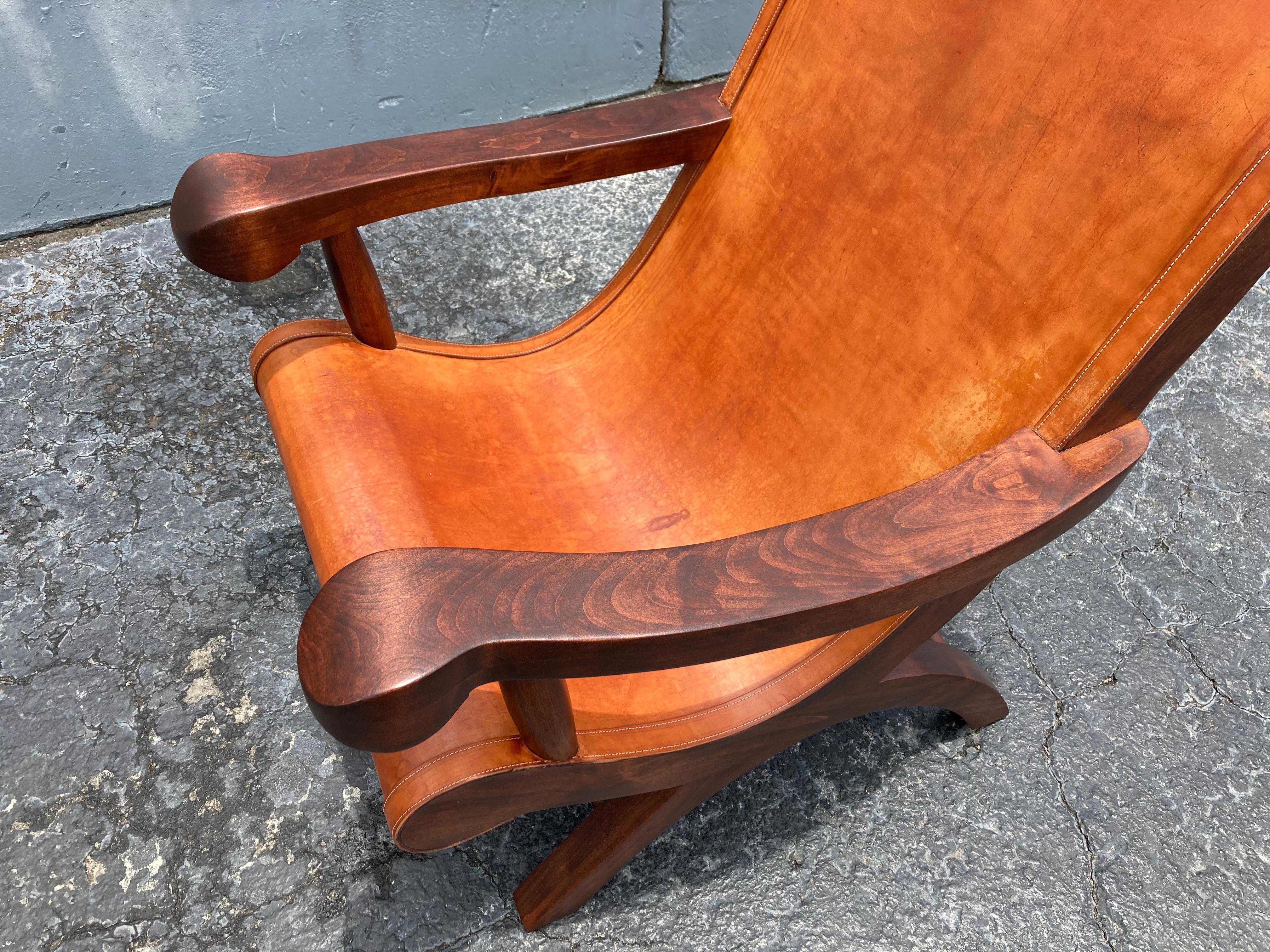 Pair of Butaque Lounge Chairs in the Style of Clara Porset, Saddle Leather 12