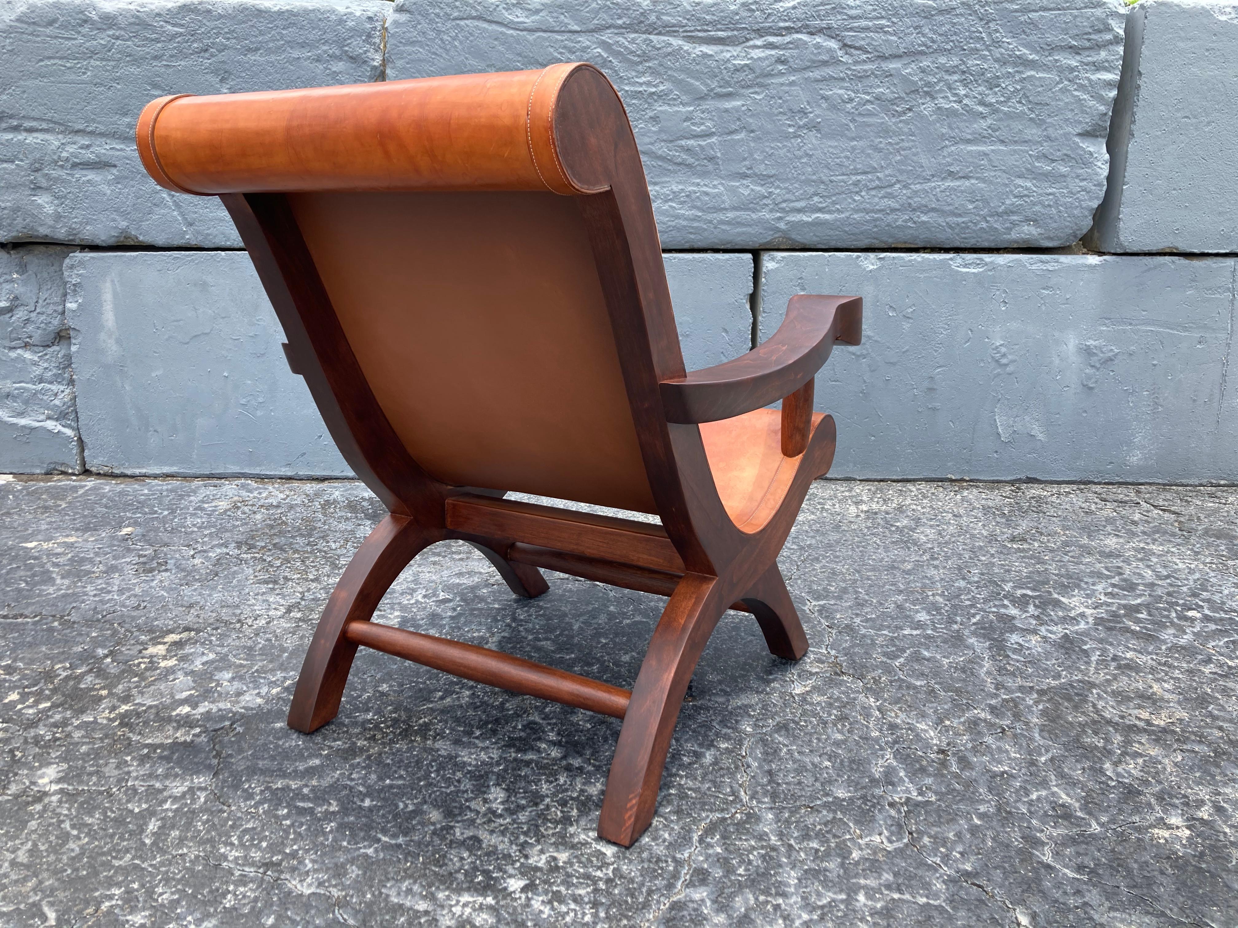 Pair of Butaque Lounge Chairs in the Style of Clara Porset, Saddle Leather 1