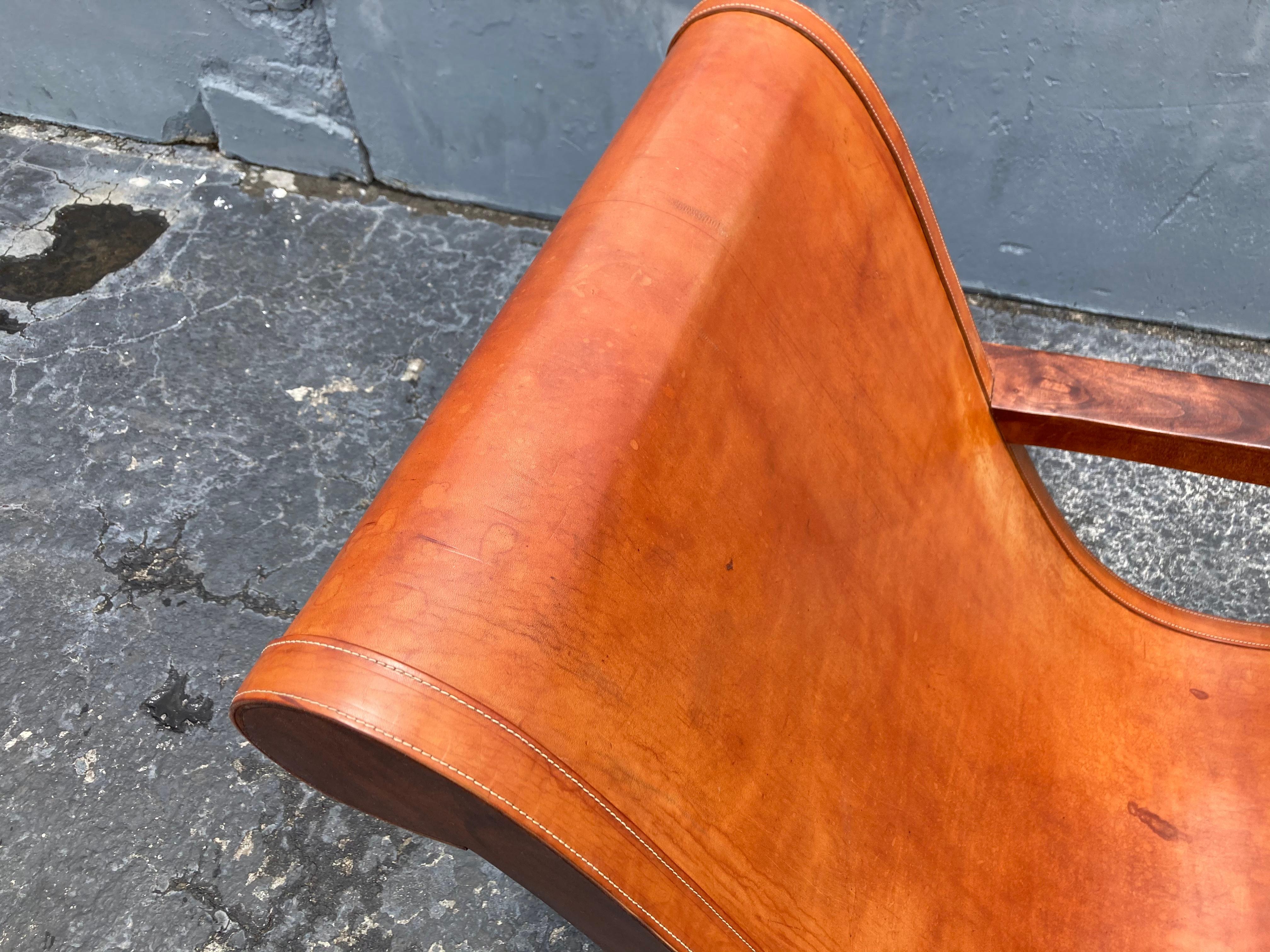 Pair of Butaque Lounge Chairs in the Style of Clara Porset, Saddle Leather 3