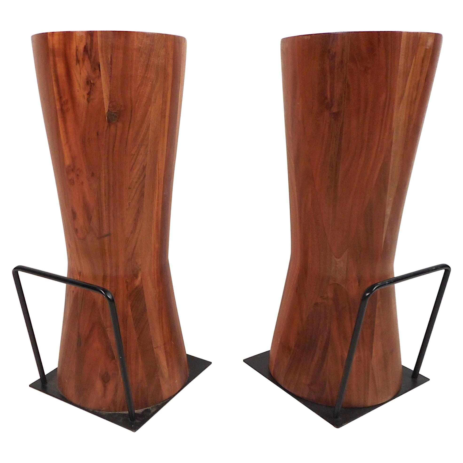 Pair of Butcher Block Style Bar or Counter Stools