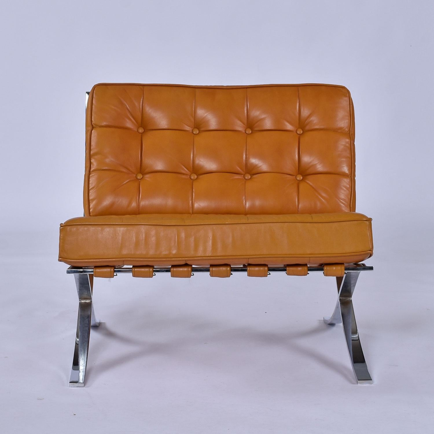 Paire de chaises Barcelona en cuir caramel et chrome en vente 6