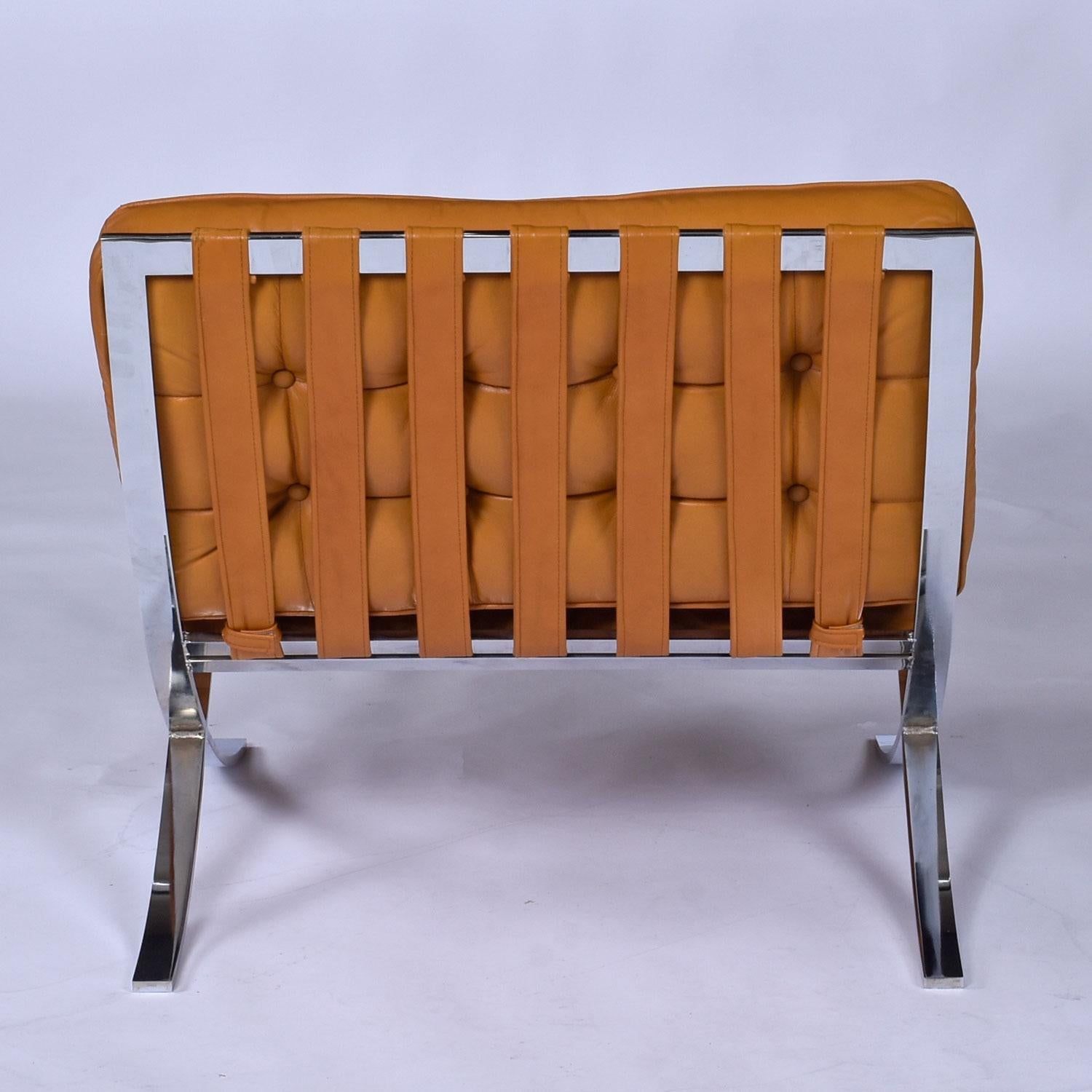 Paire de chaises Barcelona en cuir caramel et chrome en vente 8