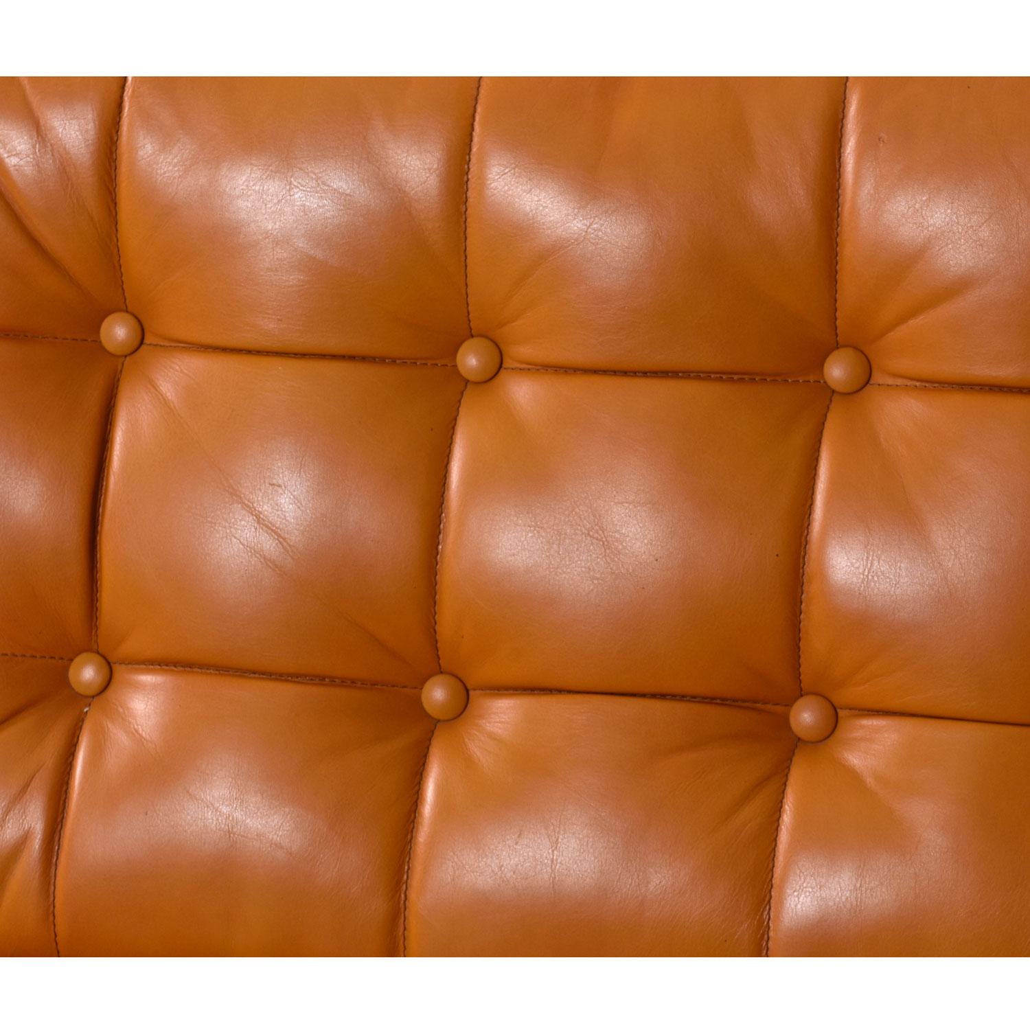 Paire de chaises Barcelona en cuir caramel et chrome en vente 1
