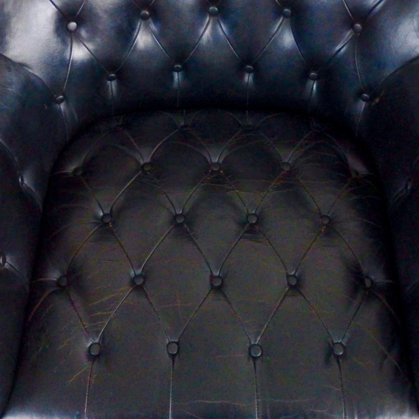Pair of button Tufted Black Leather Occasional Chairs 4