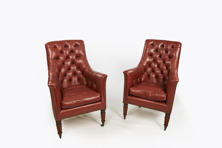Oned Leather Library Armchairs, Leather Library Chairs