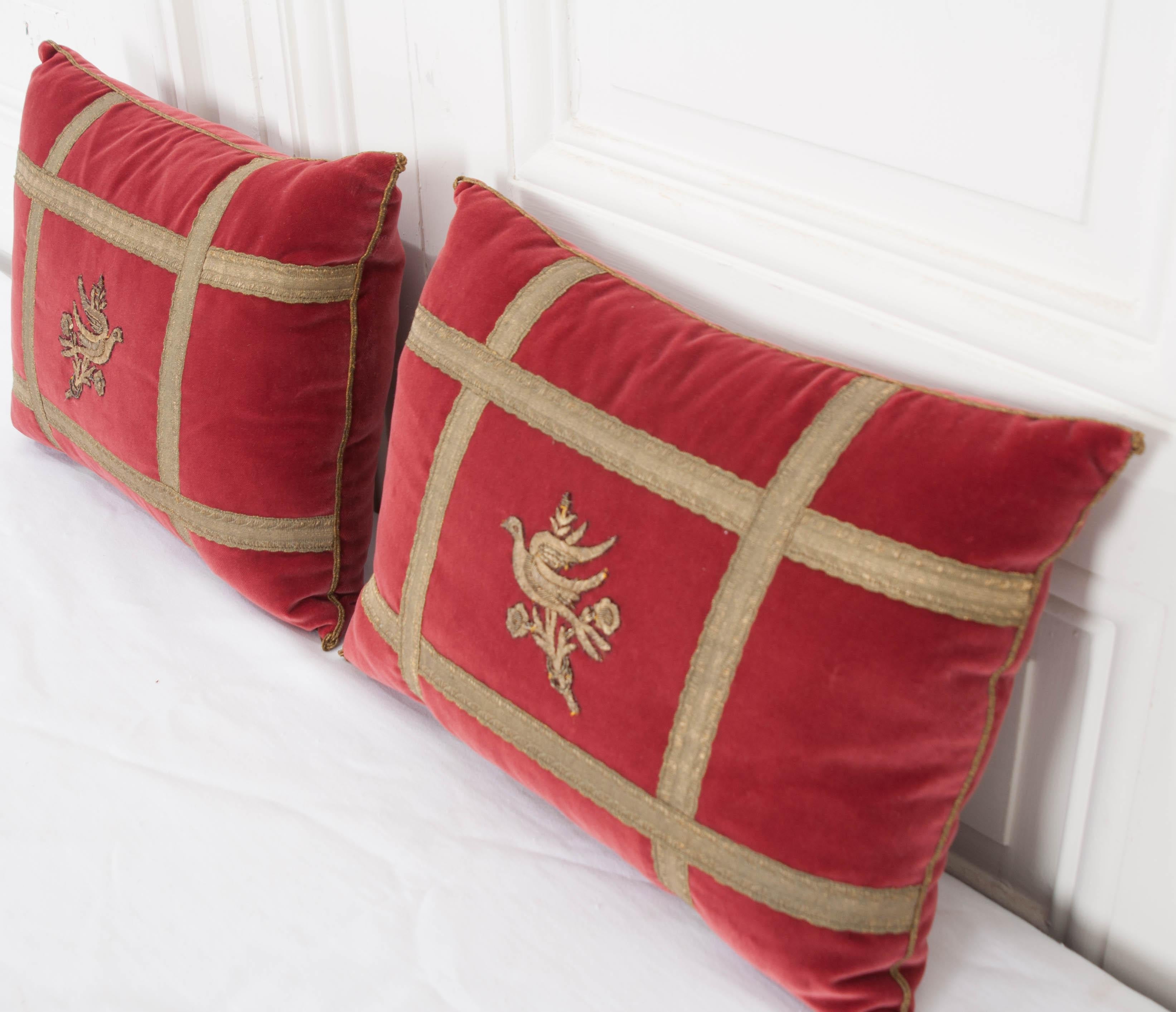 19th Century Pair of B.Viz Design Antique Textile Pillows