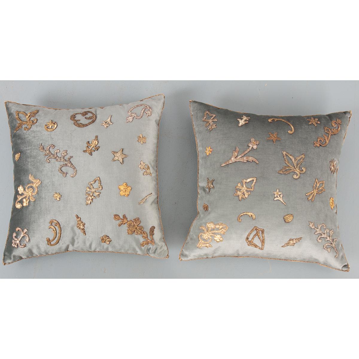 French Pair of B.Viz Design Textile Pillows
