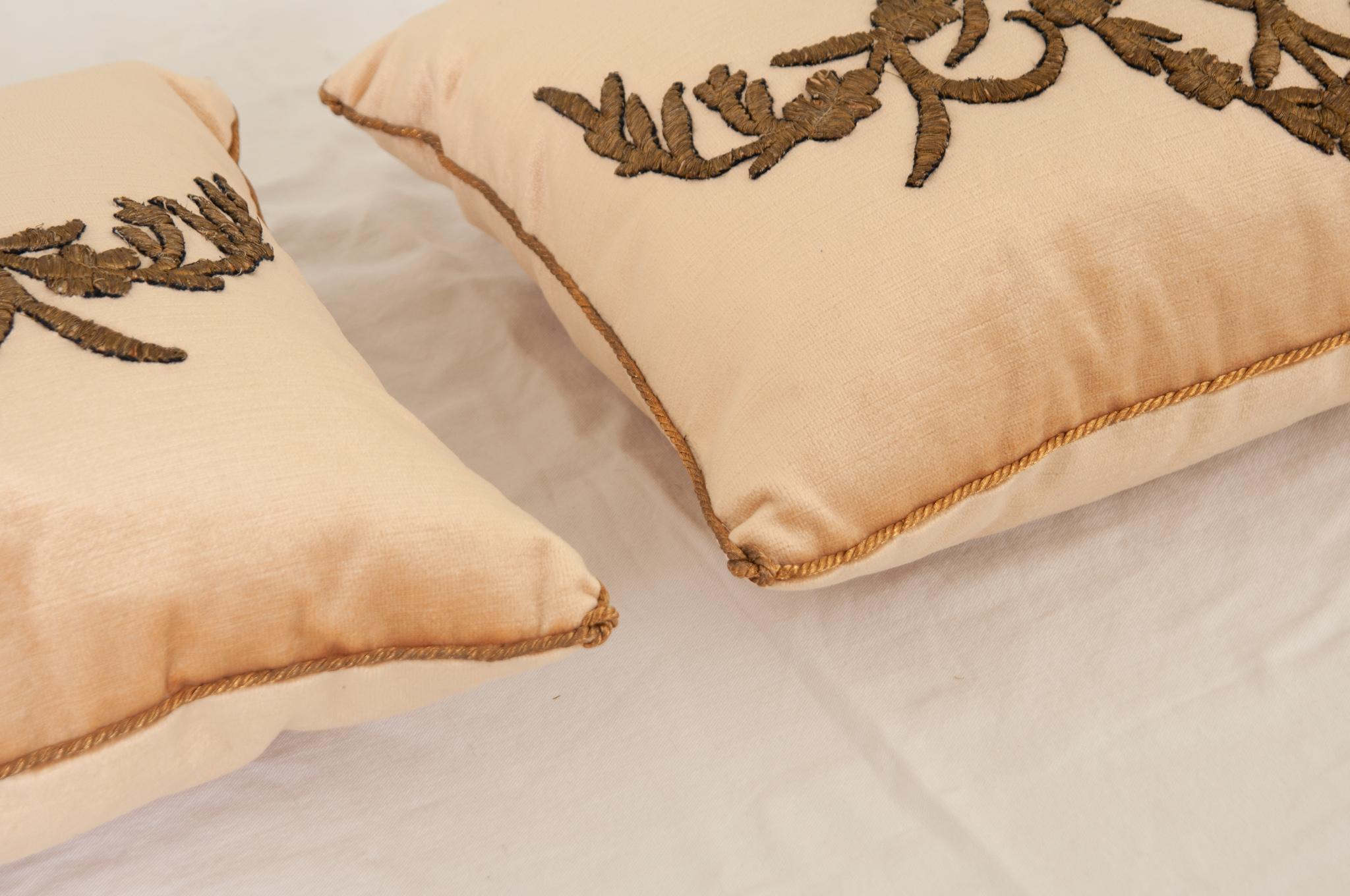 Turkish Pair of B.Viz Raised Metallic Embroidery Pillows