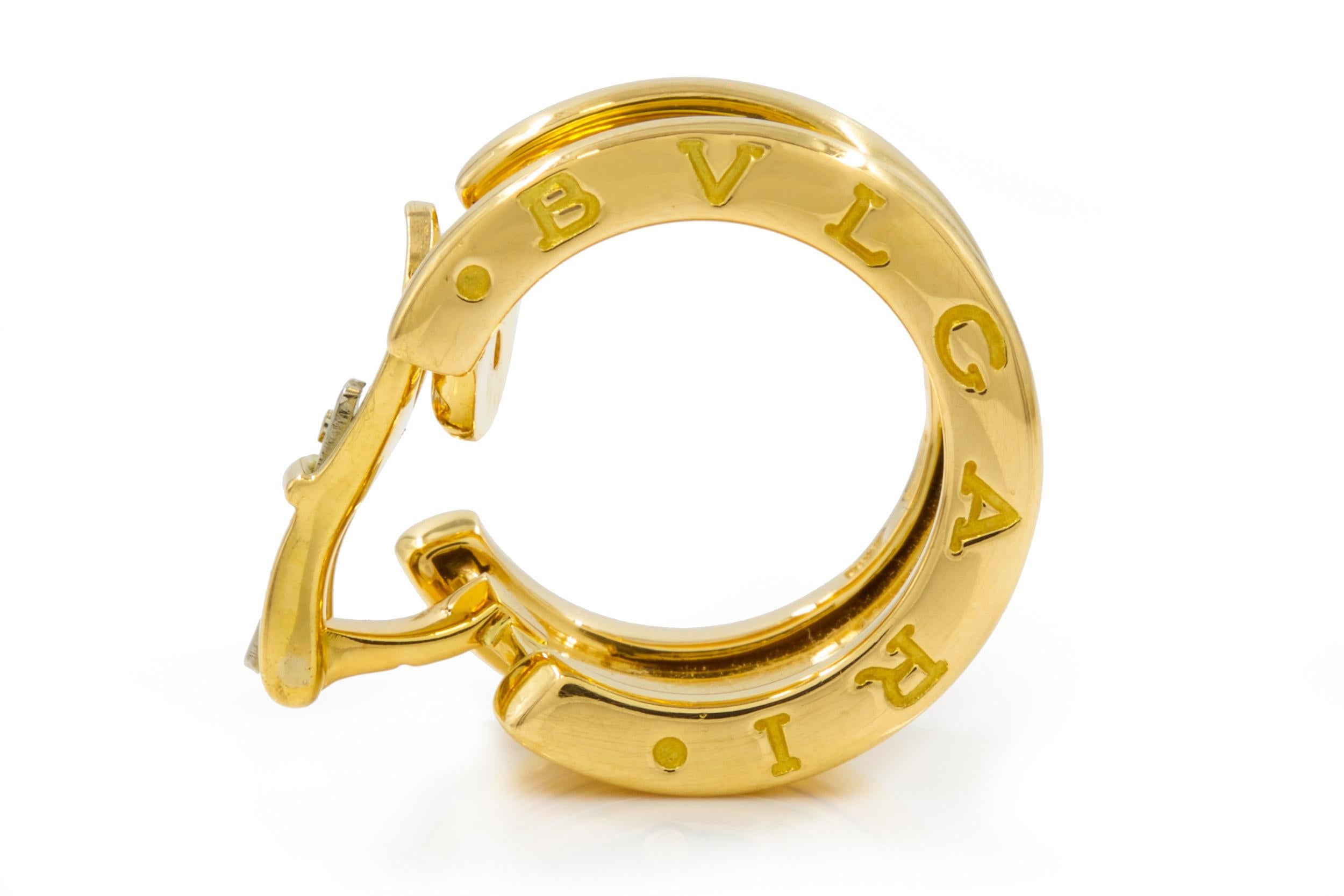 Contemporary Pair of Bvlgari 18K Yellow Gold B.Zero1 Hoop Earrings