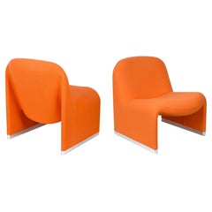 Pair of Armchairs Orange "Alky" by Giancarlo Piretti for Castelli, Italy
