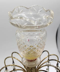 Coppia di girandole irlandesi in vetro e argenteria in stile georgiano del 1860 circa