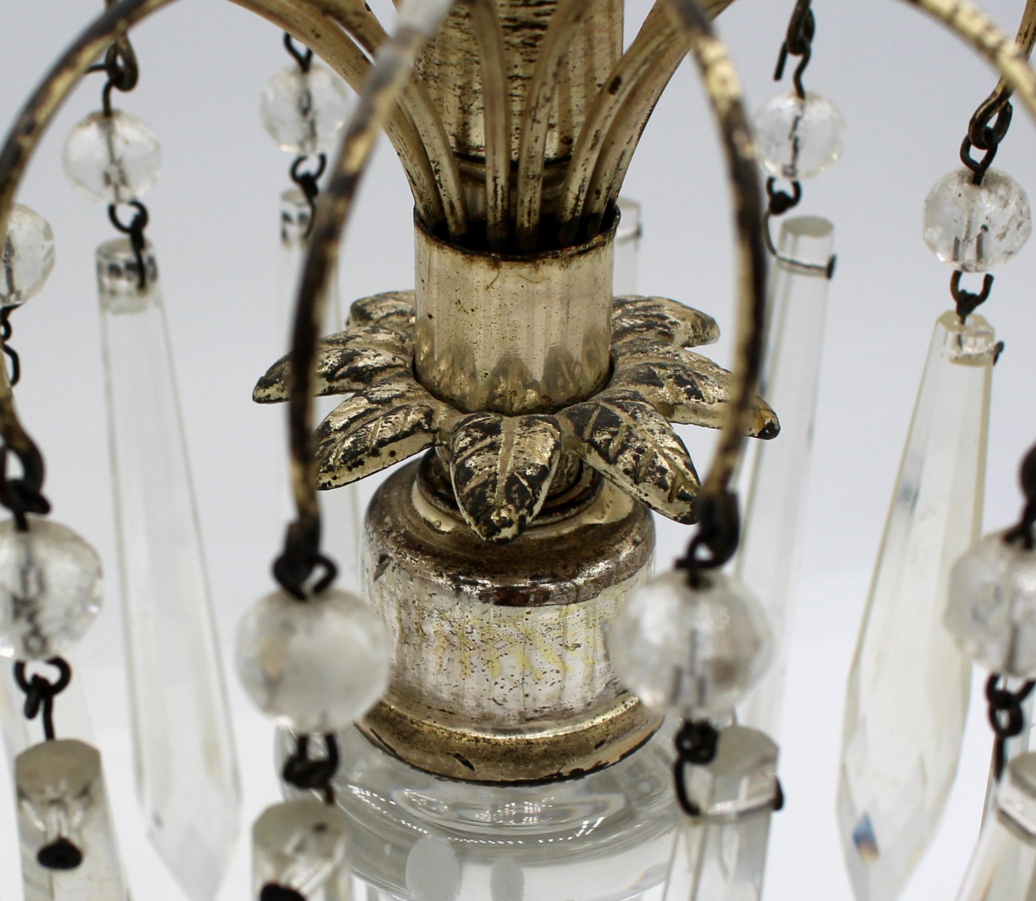 Pair of C. 1860 Georgian Style Irish Glass & Silverplate Girandoles In Good Condition For Sale In Chapel Hill, NC
