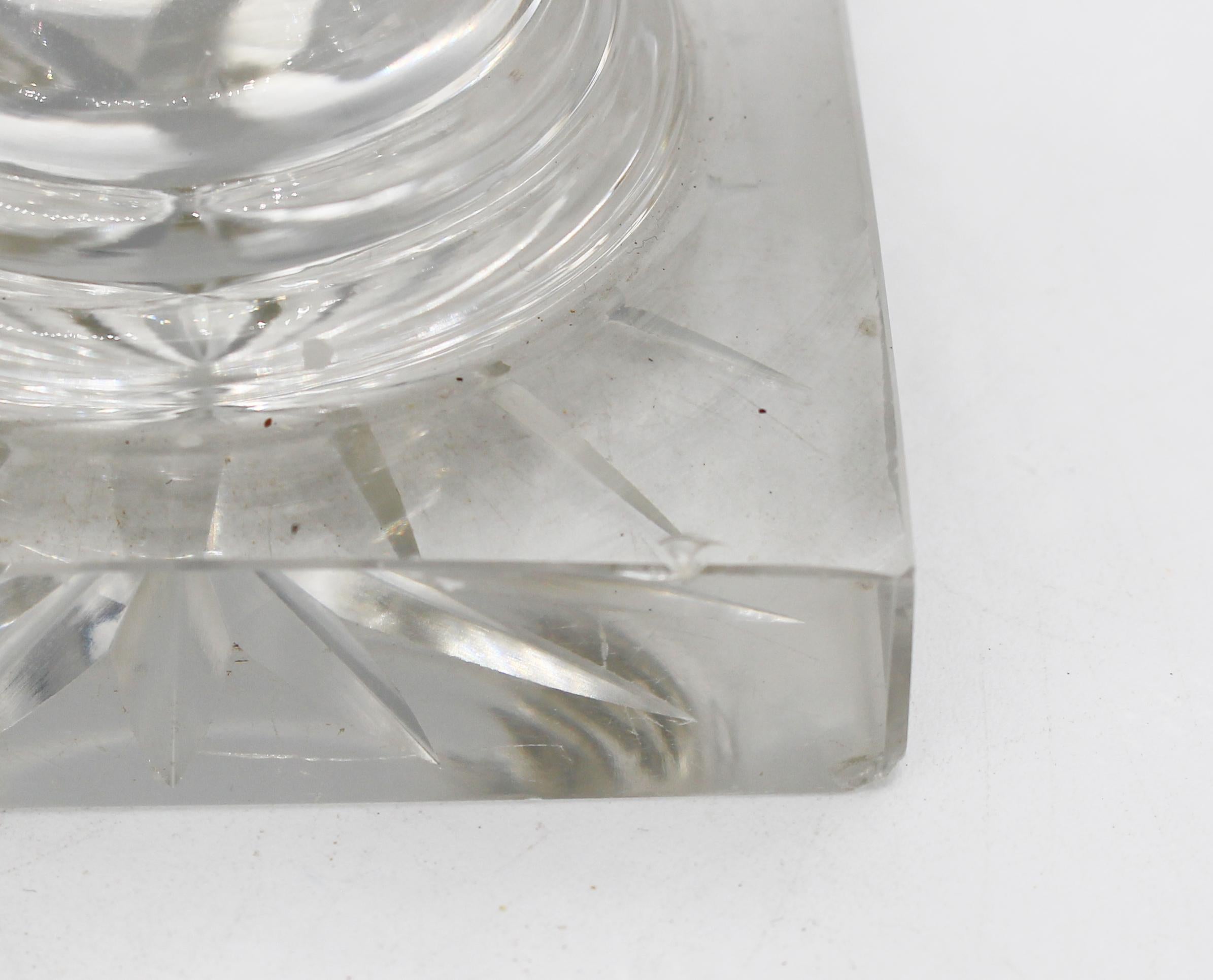 Pair of C. 1860 Georgian Style Irish Glass & Silverplate Girandoles For Sale 1