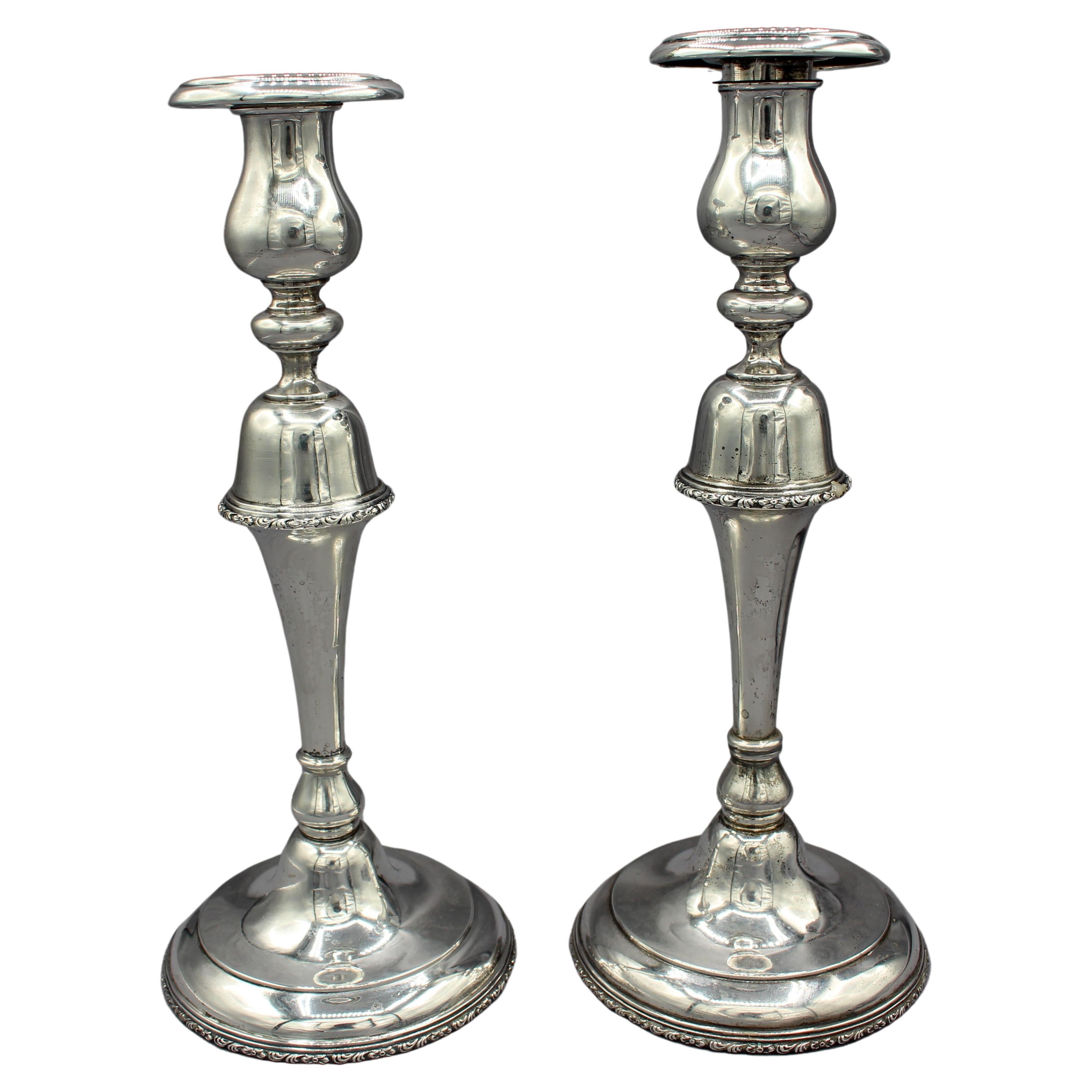 Pair of c. 1920-30 Sterling Silver Candlesticks For Sale