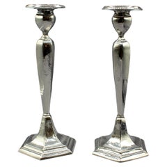 Antique Pair of c. 1920s Sterling Silver Candlesticks by International