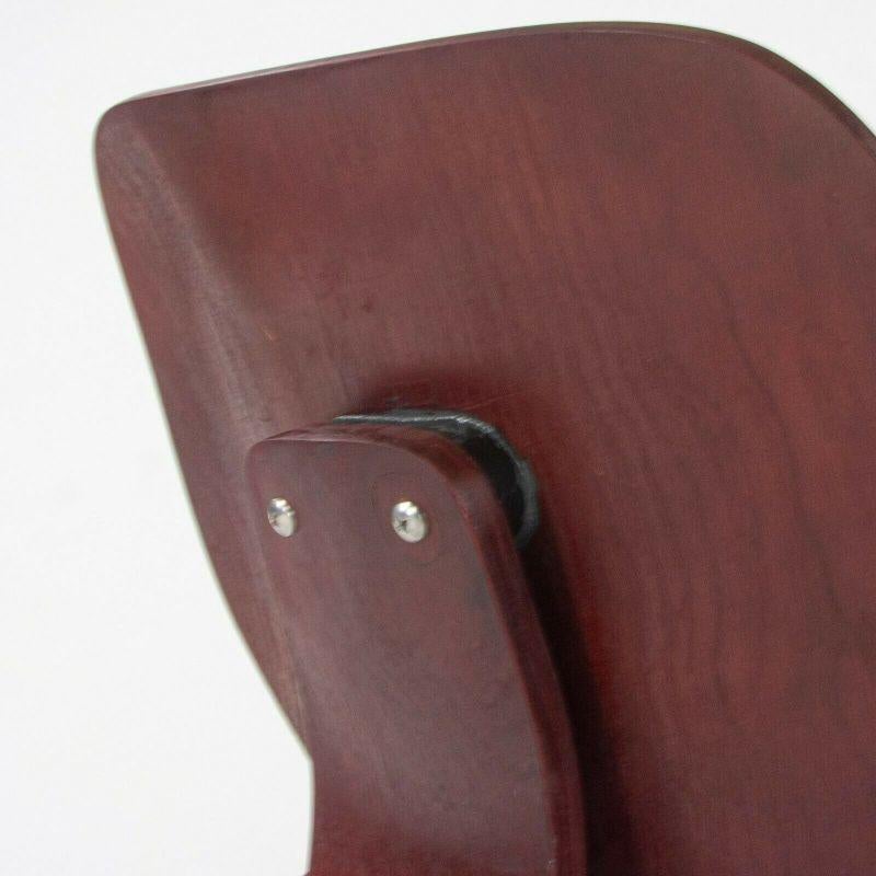 Pair of C. 1953 Herman Miller Eames LCW Lounge Chair Wood Refinished Red Aniline For Sale 6