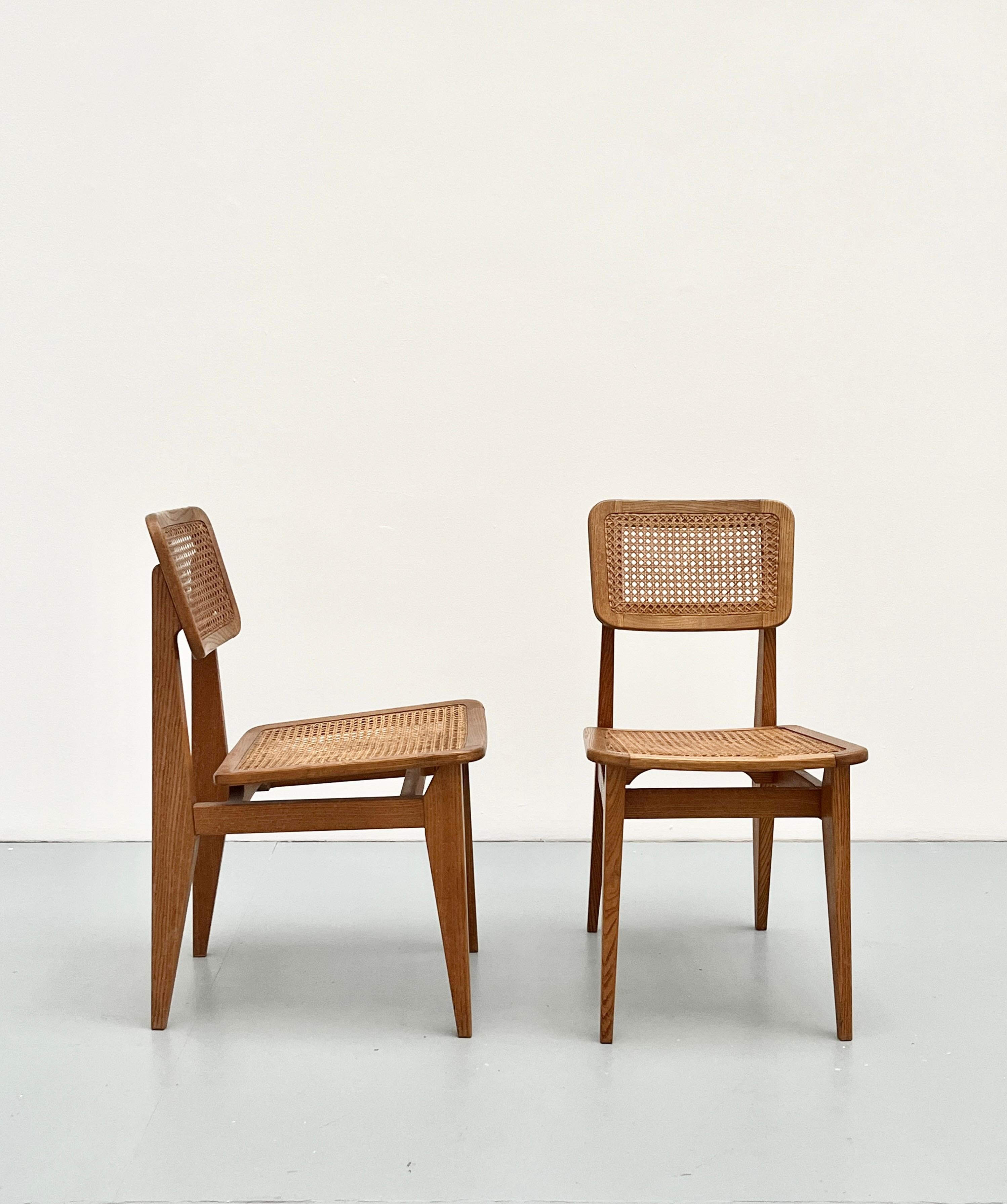 French Pair of C chairs by Marcel Gascoin, ARHEC edition, 1947 For Sale