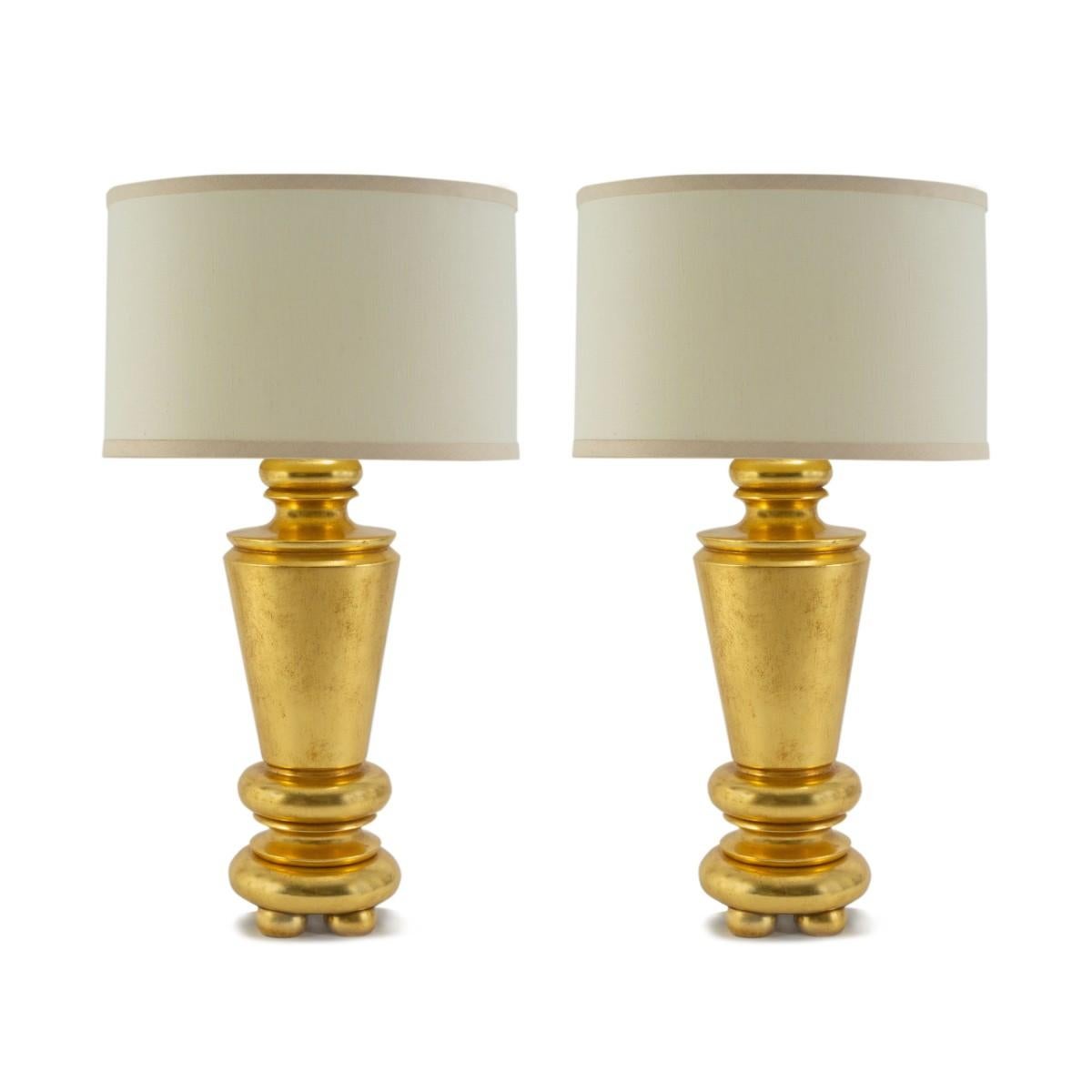 Modern Pair of C City Studio Gold Gilt Tables Lamps