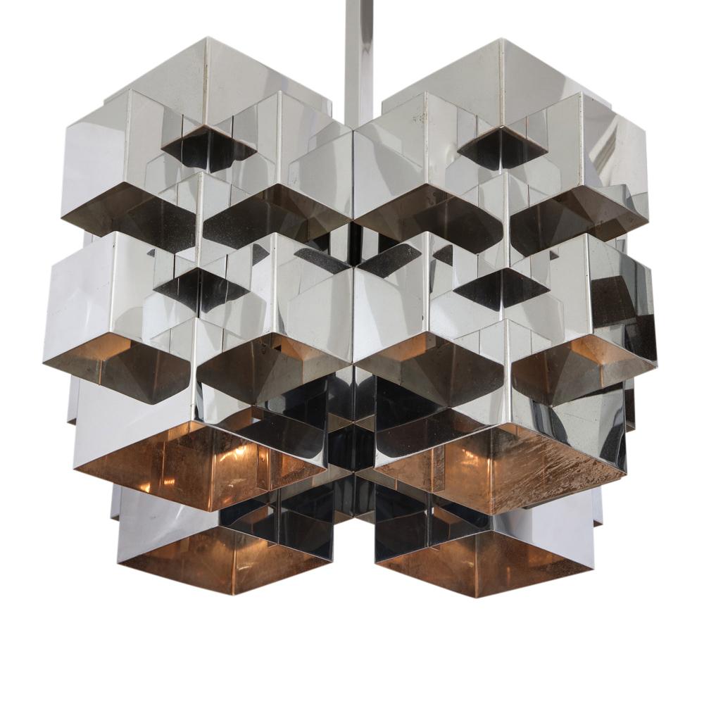 C. Jere Cubist Chandeliers, Chrome Steel 9