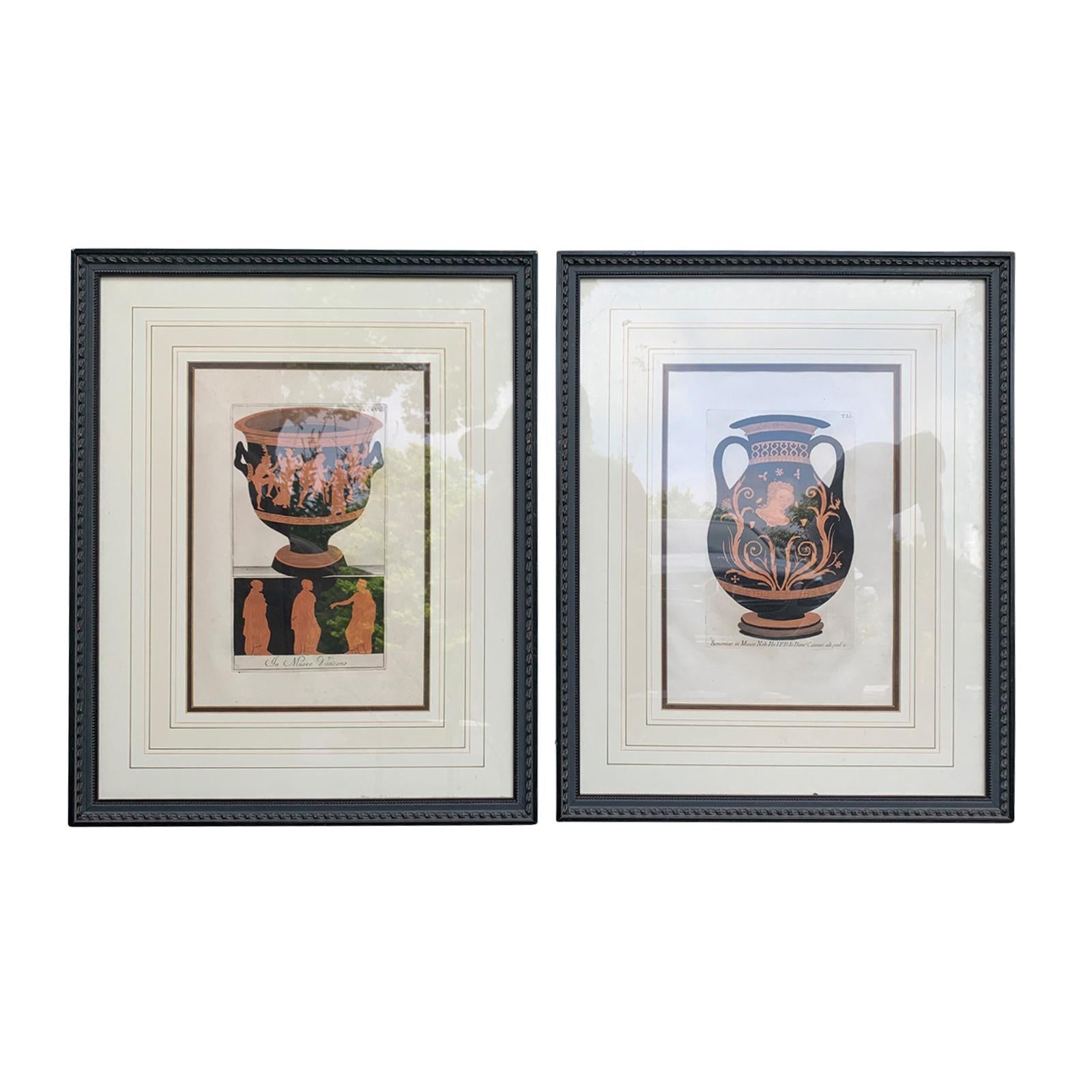 Pair of English Prints of Greek/Etruscan Vases by Sir William Hamilton For Sale