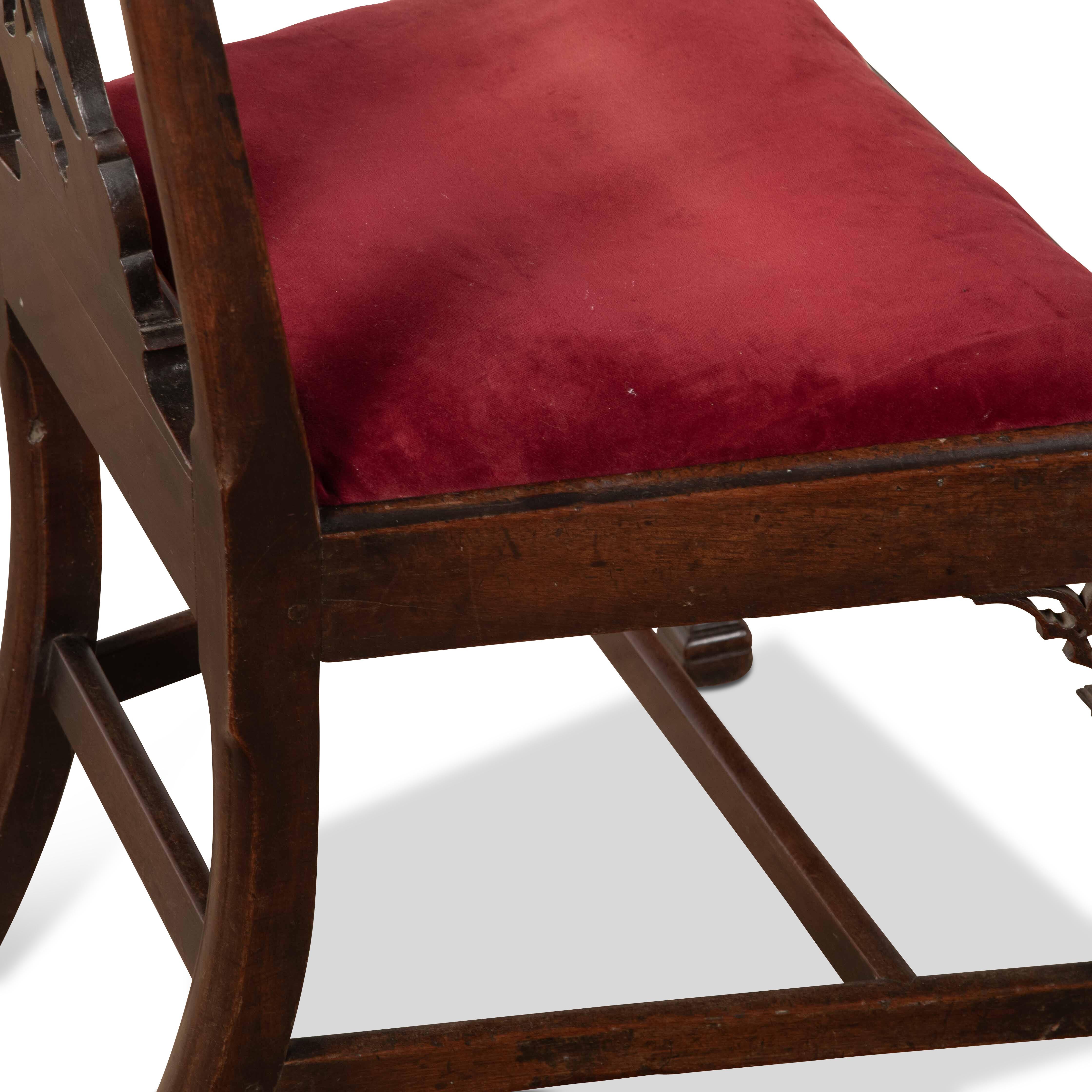 Upholstery Pair of C18th Mahogany Side Chairs For Sale