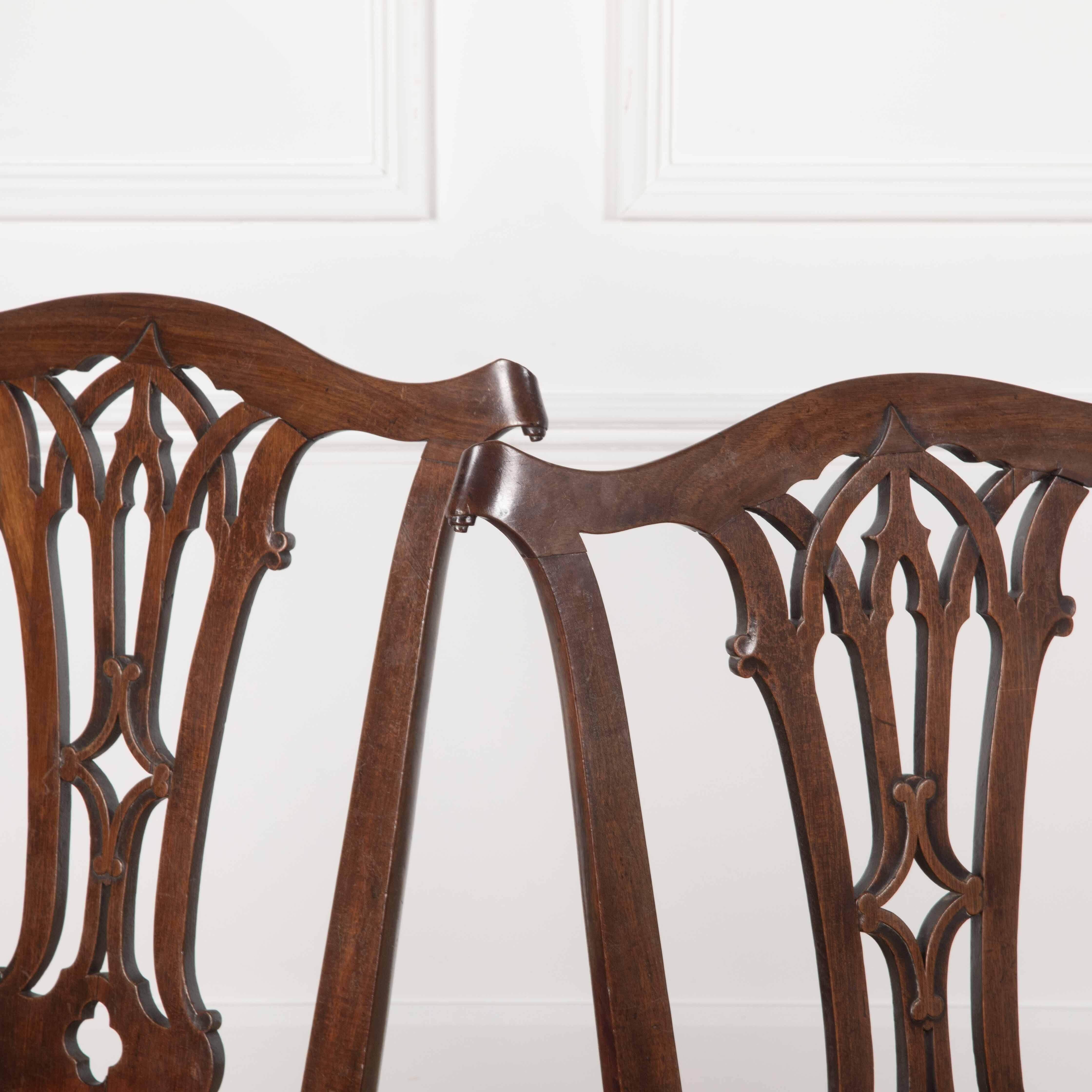 Pair of C18th Mahogany Side Chairs For Sale 1