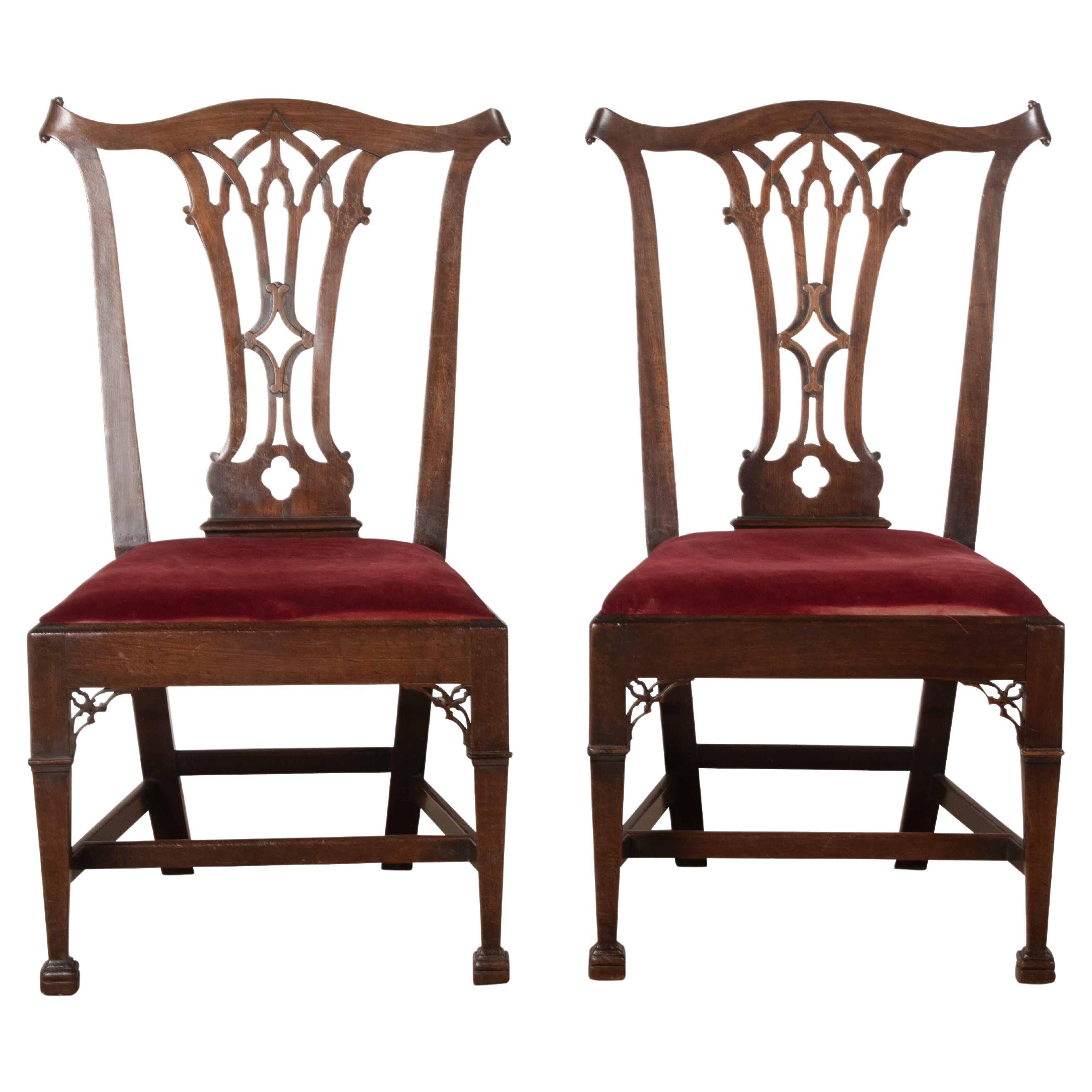 Pair of C18th Mahogany Side Chairs For Sale
