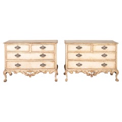 pair of C18th Portuguese serpentine decorated commodes