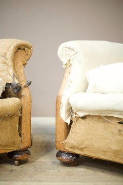 Pair of circa 1900 English Deep Seated Armchairs