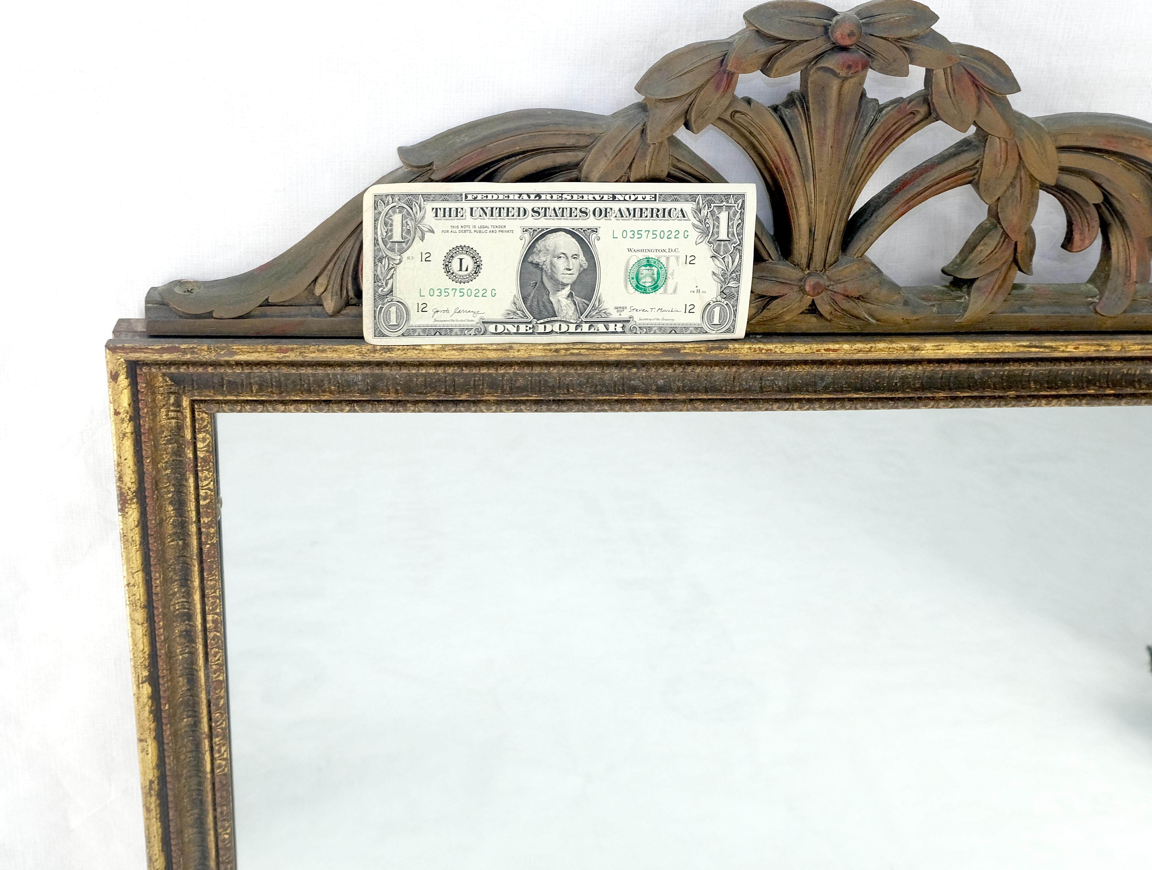 Pair of c1940s 23x44 Rectangle Mirrors With French Baroque Bay Leaf Decorations In Good Condition For Sale In Rockaway, NJ