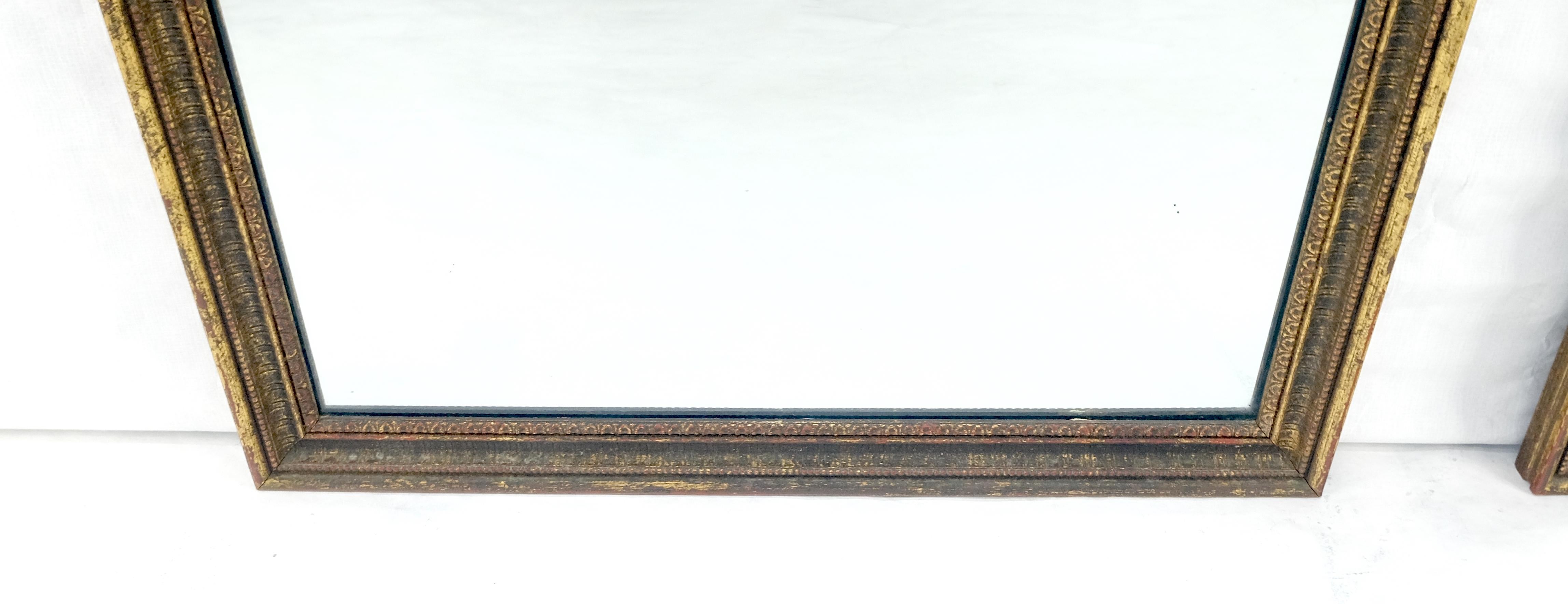 20th Century Pair of c1940s 23x44 Rectangle Mirrors With French Baroque Bay Leaf Decorations For Sale