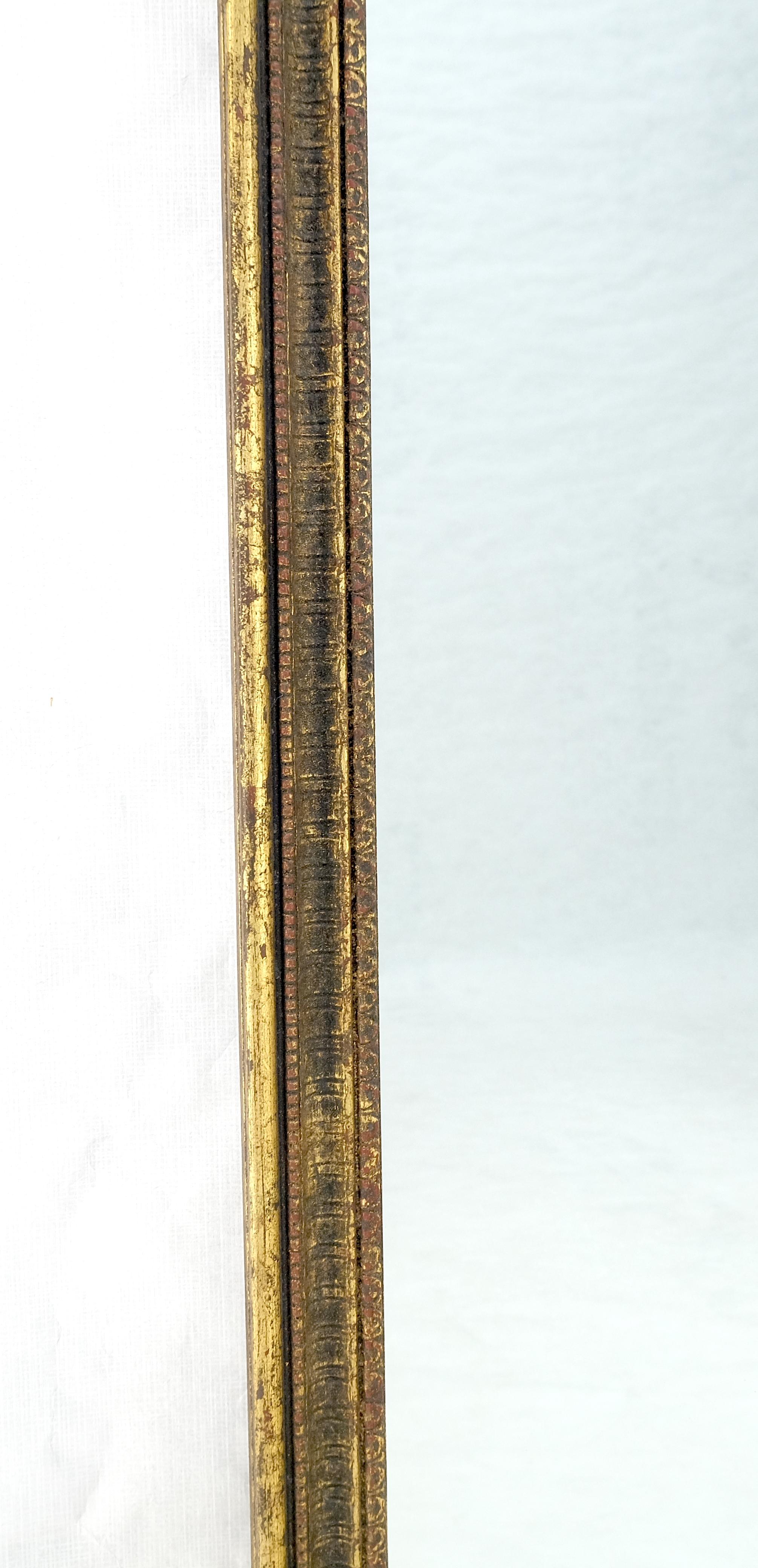 Giltwood Pair of c1940s 23x44 Rectangle Mirrors With French Baroque Bay Leaf Decorations For Sale