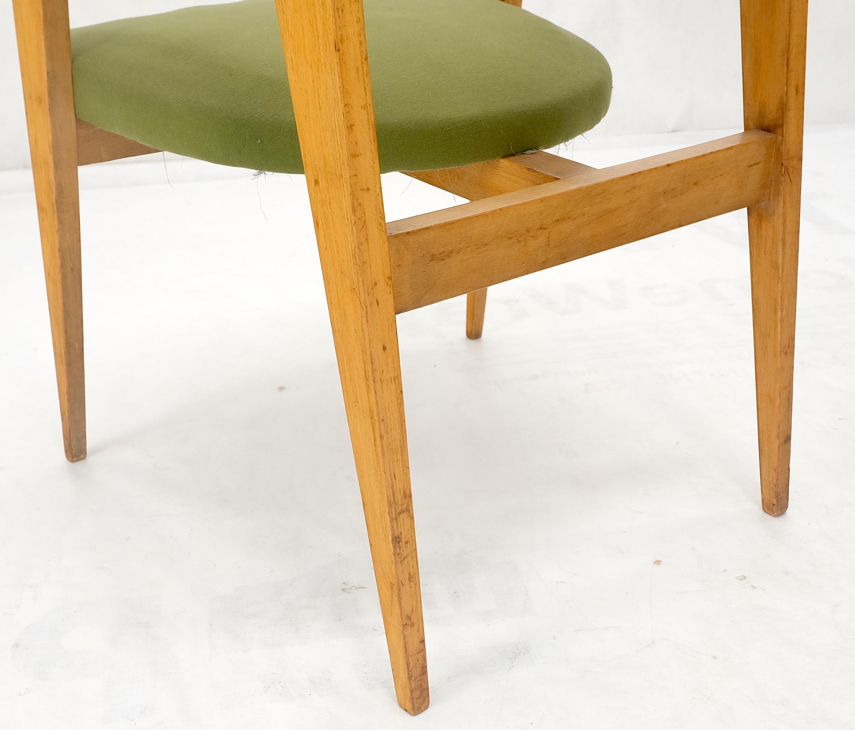 Pair of c1950s Blond Birch Scandinavian Swedish Arm Chairs Green Upholstery For Sale 1