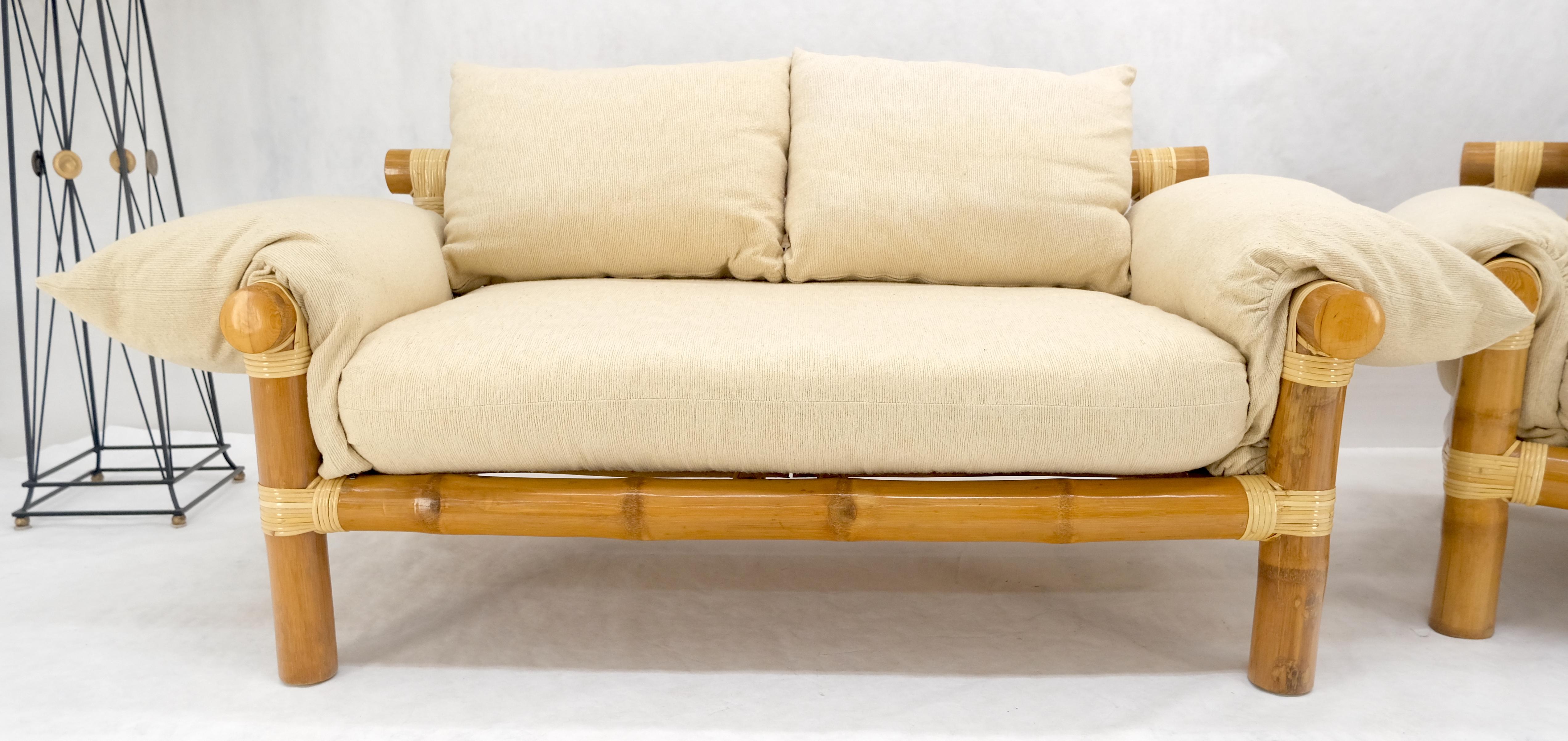 Paar c1970s Vintage Massive dicke Bambus Basen Loveseats MINT im Angebot 2