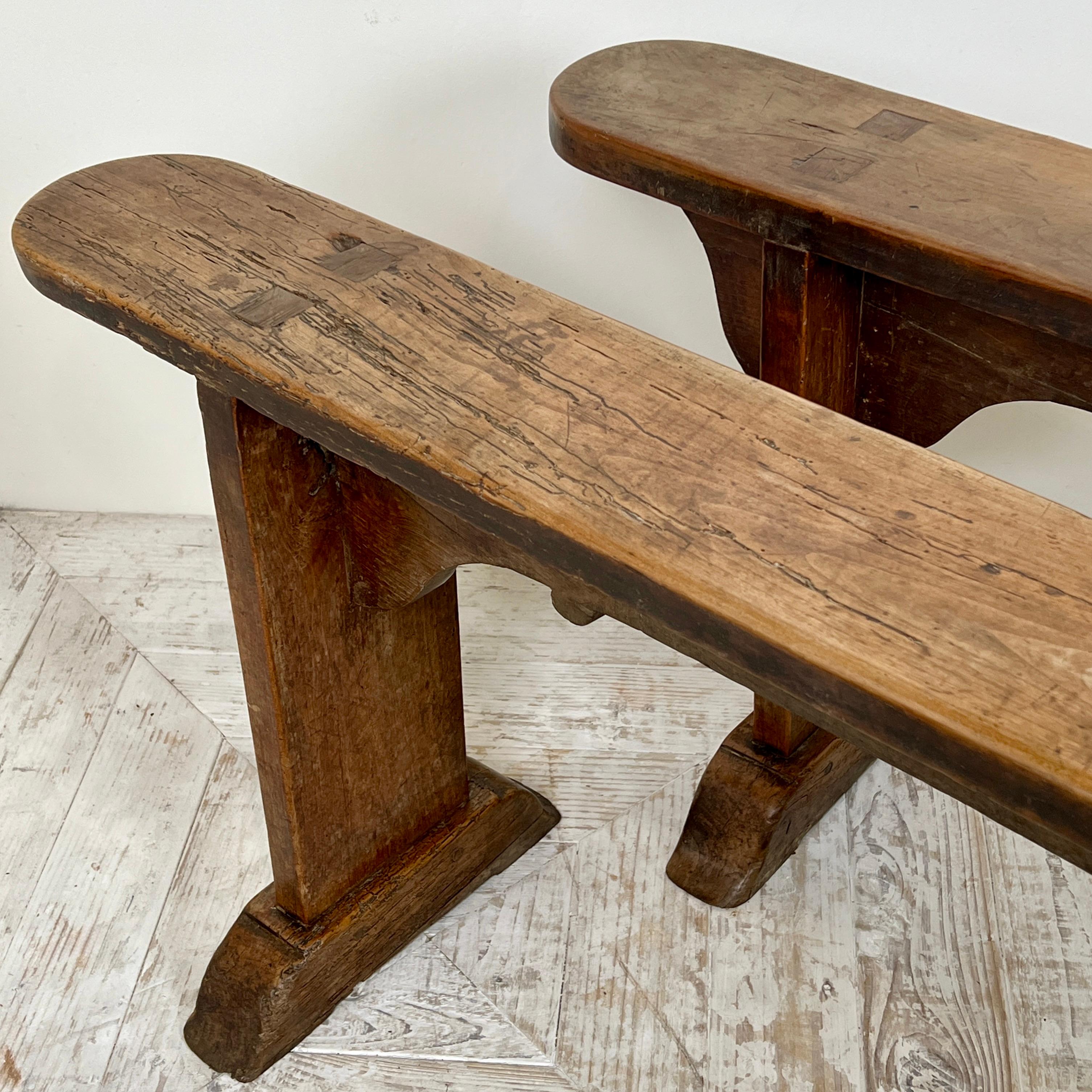 Pair Of C19th French Fruitwood Benches im Angebot 4