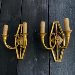 Pair of 19th Century French Gilt Bronze Wall Sconces