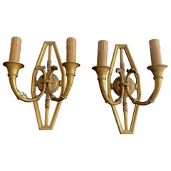Pair of 19th Century French Gilt Bronze Wall Sconces