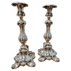 Pair of C 19th French Silver Candlesticks