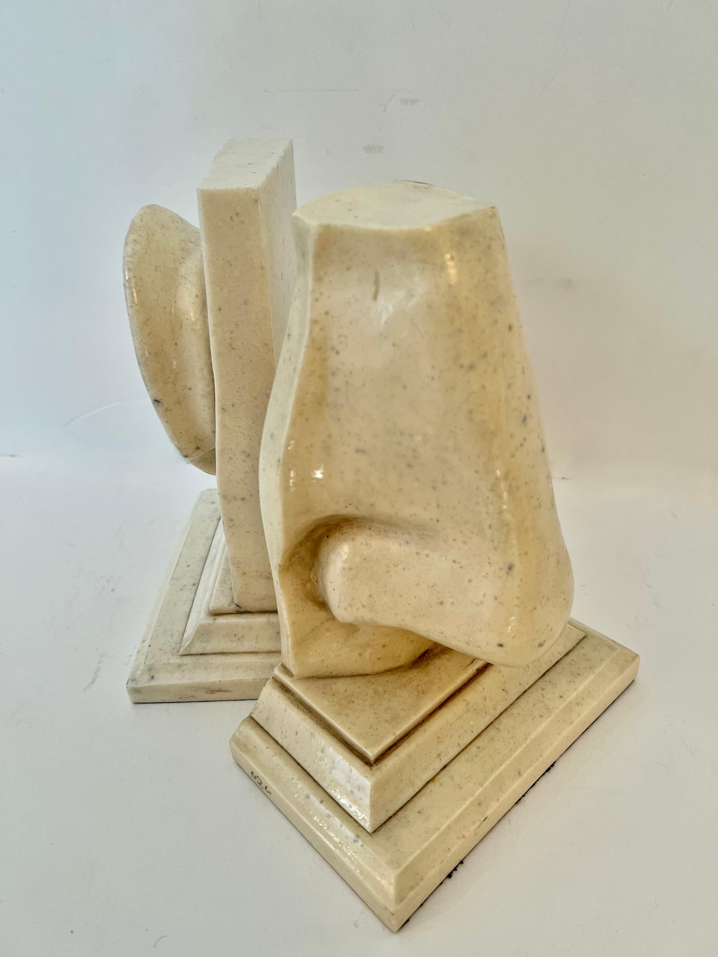 Pair of C2C Designs, a Resin Based Sculptural Ear and Nose Bookend Set For Sale 4